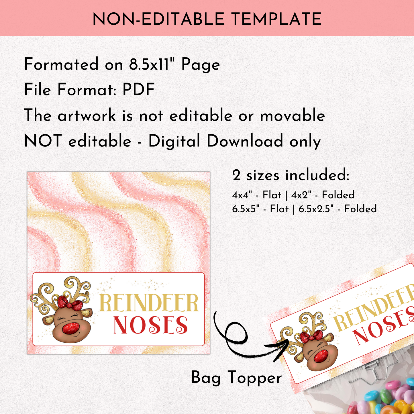 Reindeer Noses Treat Bag Topper