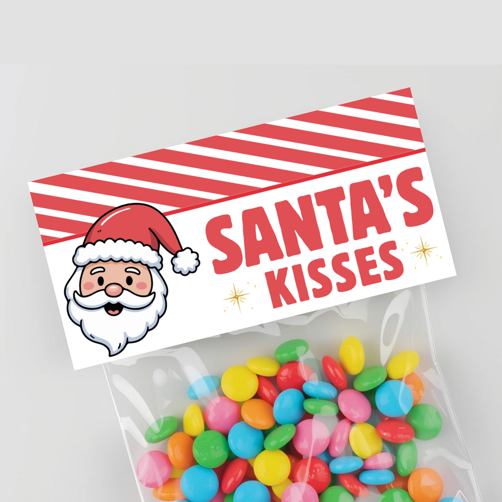 Santa's Kisses Bag Topper - Red