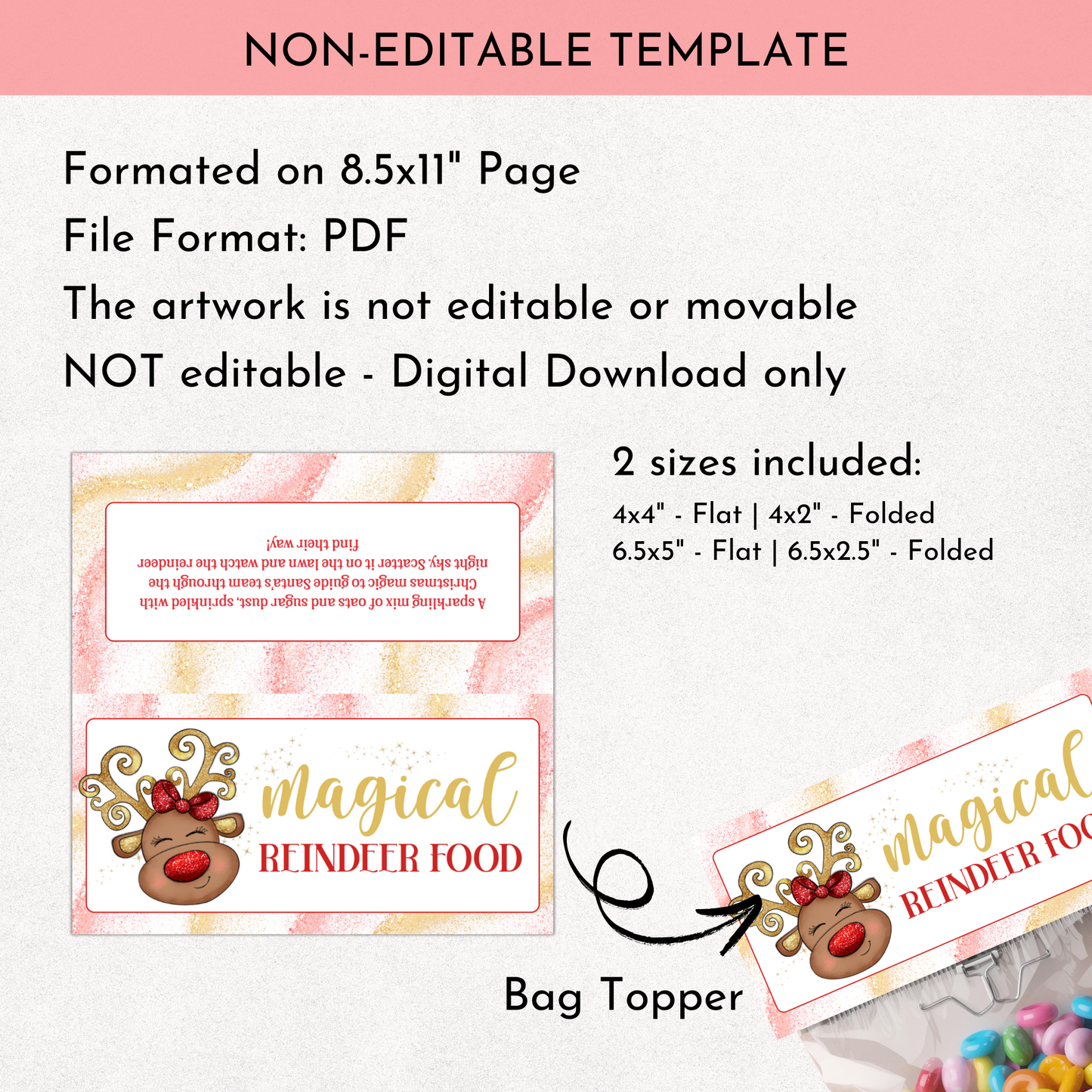 Magic Reindeer Food Treat Bag Topper