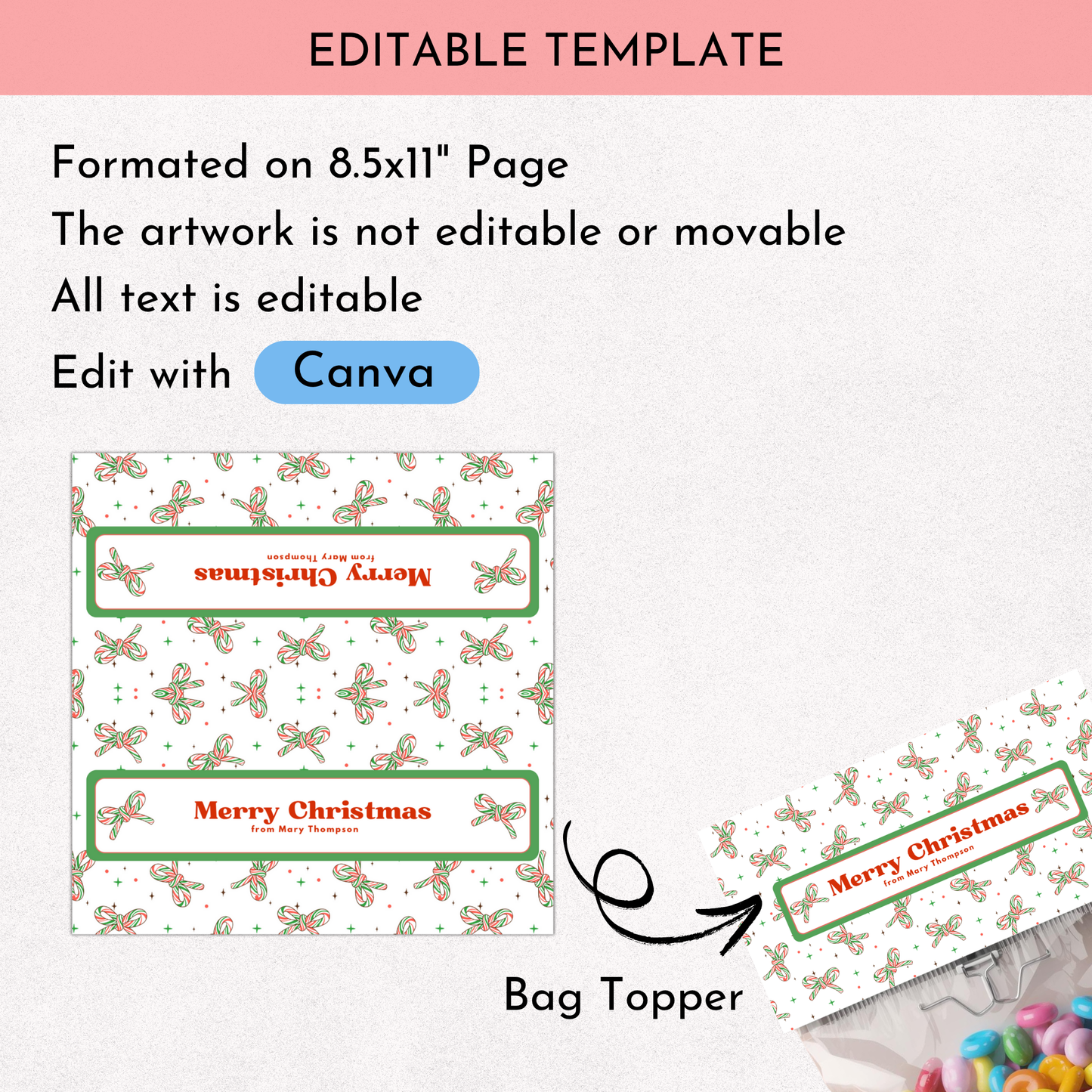 Merry Christmas Treat Bag Topper