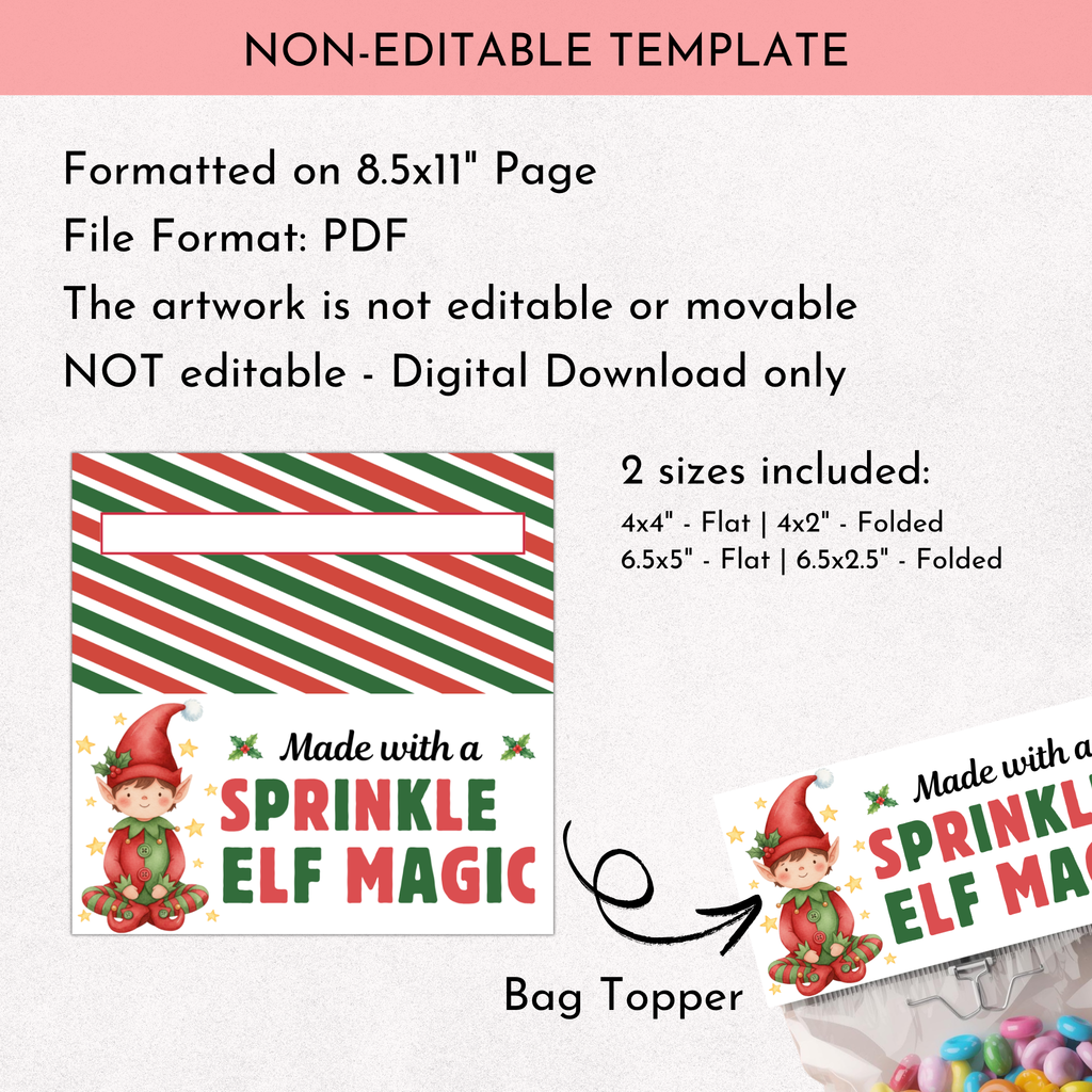 Elf Christmas Bag Topper