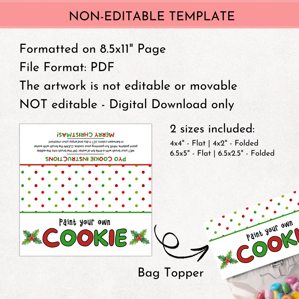 PYO Cookie Bag Topper - Christmas