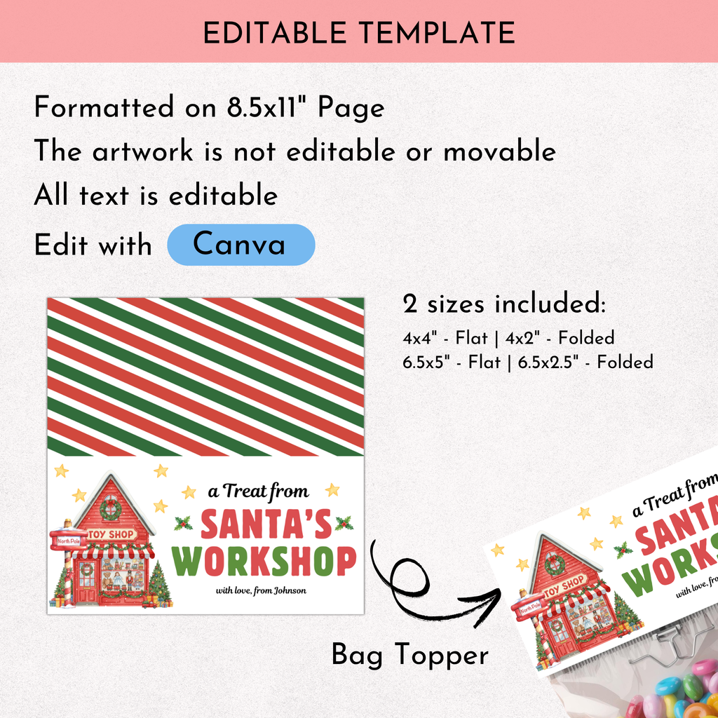 Bag Topper - Santa's Workshop Treat