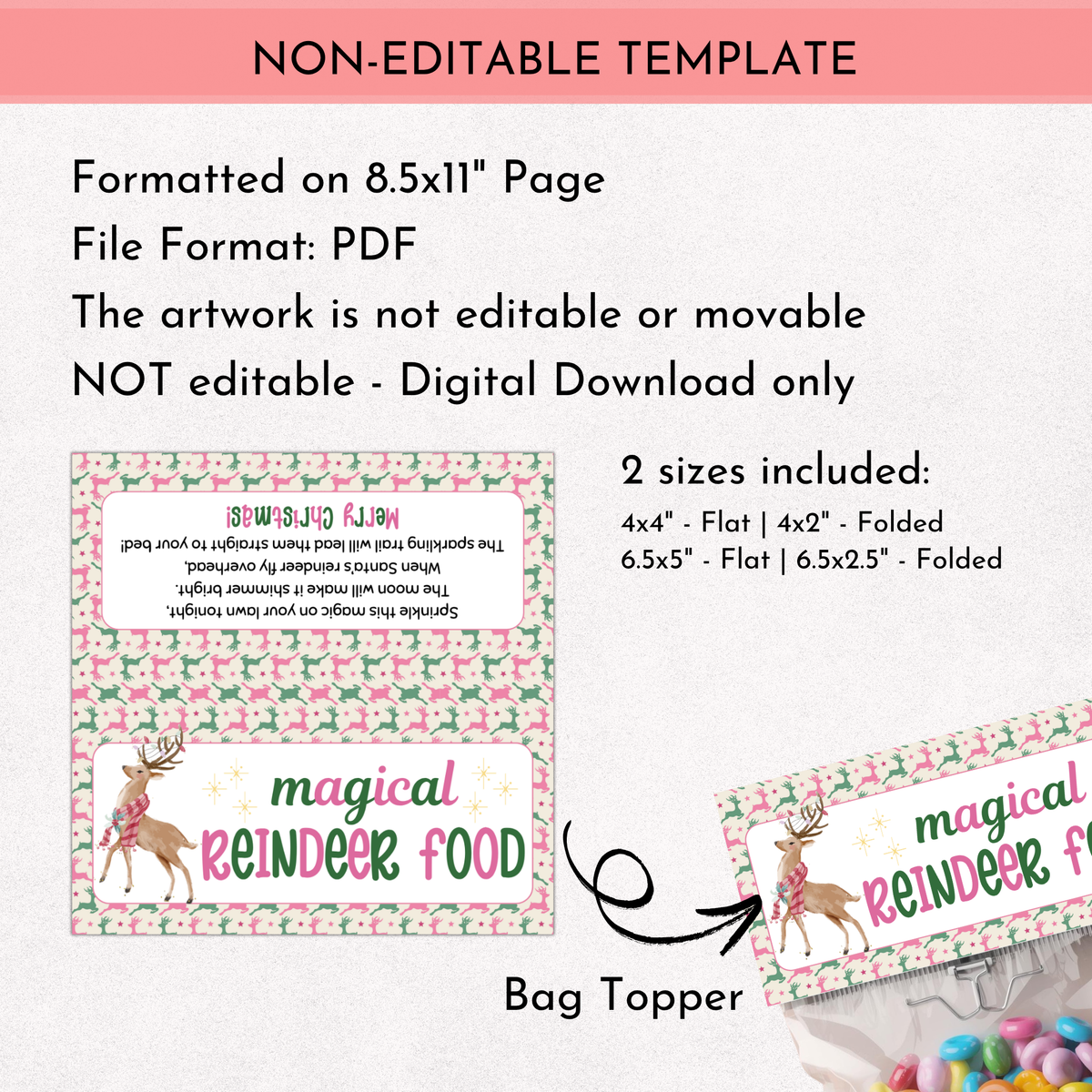 Magical Reindeer Food Bag Topper