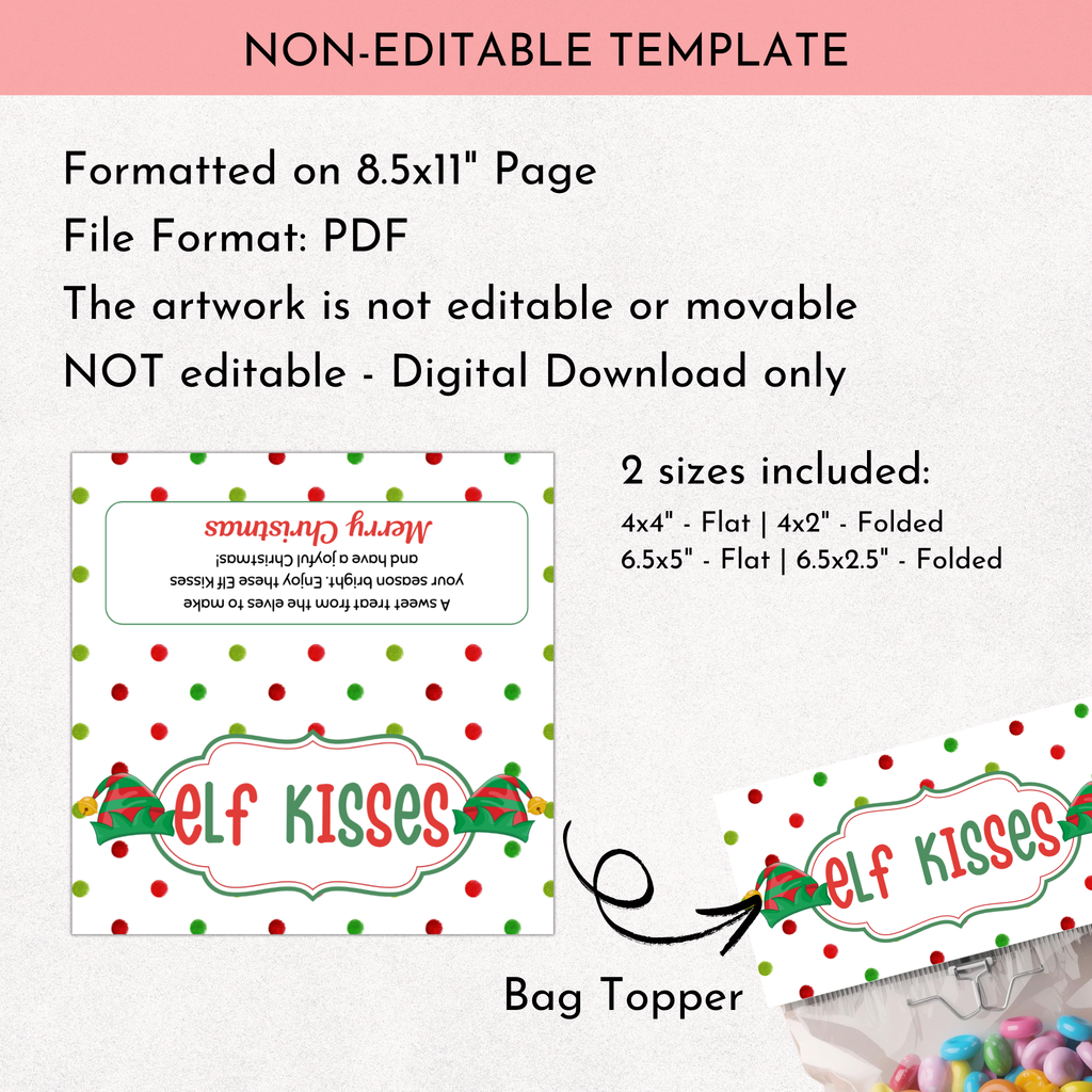 Elf Kisses Bag Topper