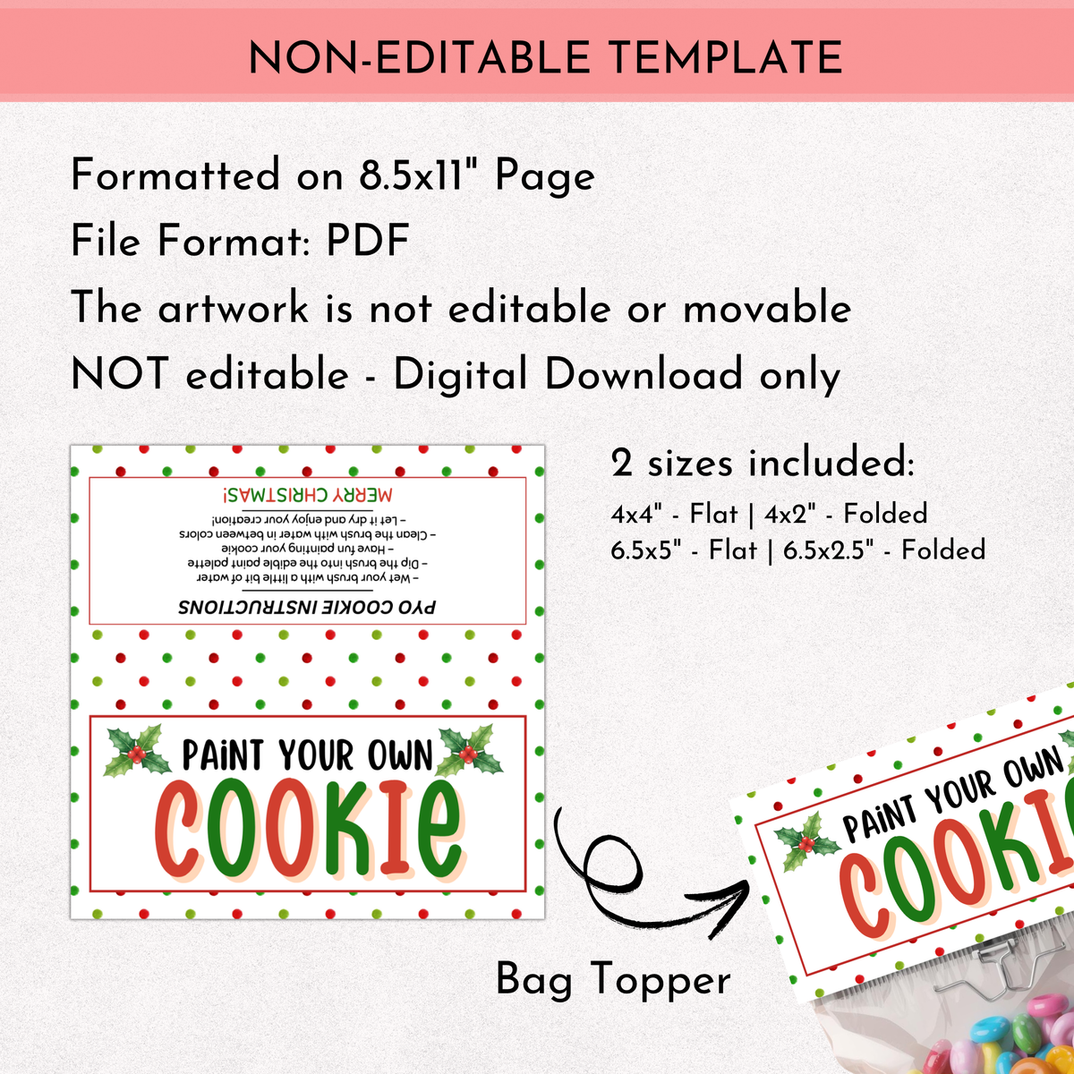 PYO Cookie Bag Topper - Christmas