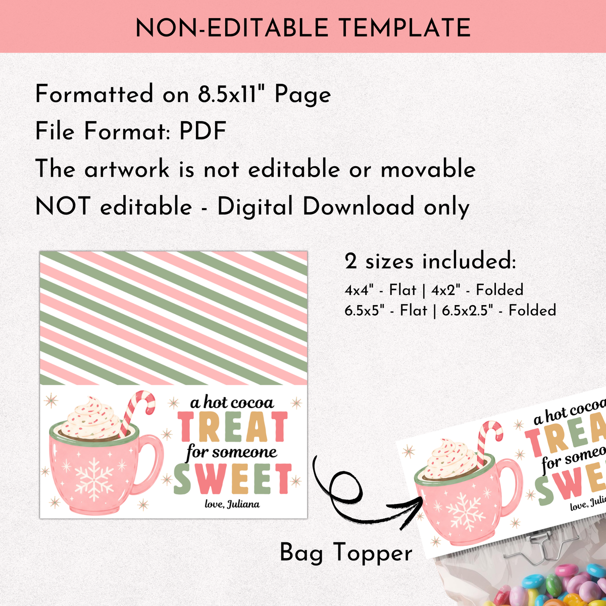 Christmas Bag Topper - Hot Cocoa