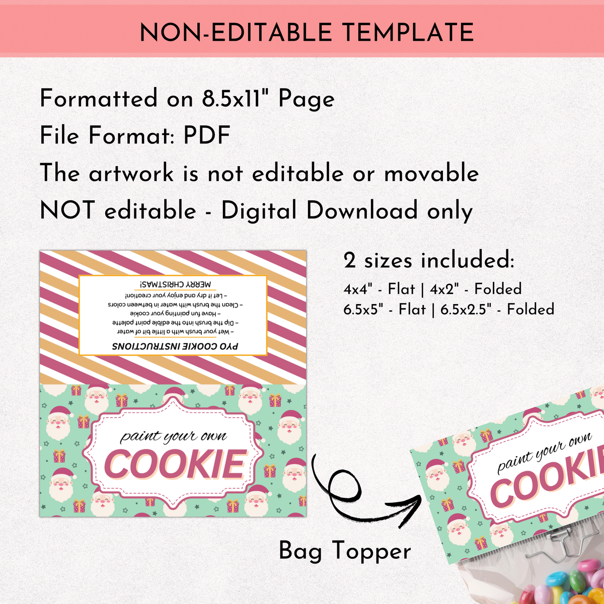 PYO Cookie Bag Topper - Christmas