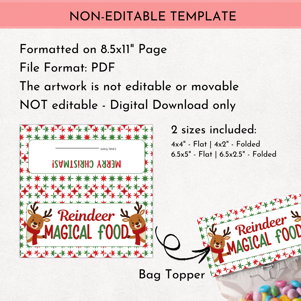 Reindeer Magical Food Bag Topper