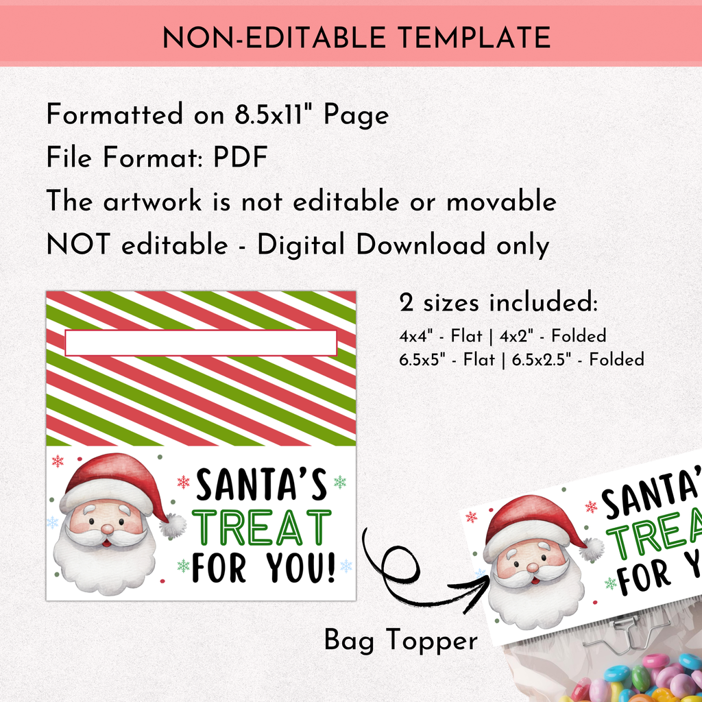 Santa's Treat Bag Topper