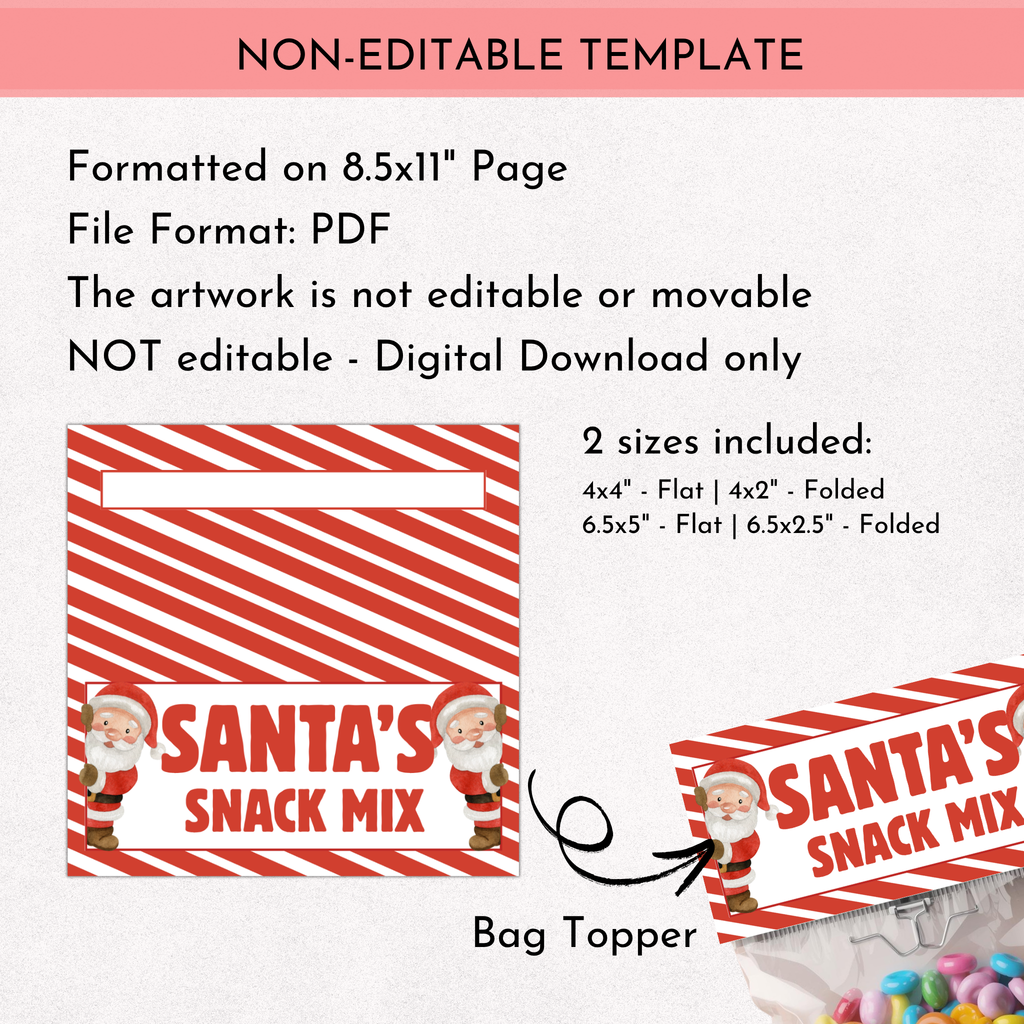 Treat Bag Topper - Santa's Snack Mix