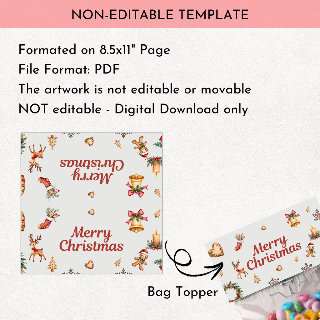 Merry Christmas Treat Bag Topper