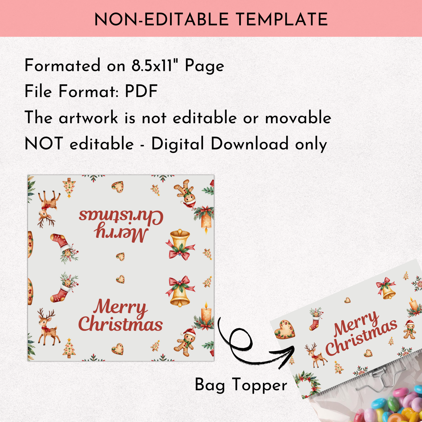 Merry Christmas Treat Bag Topper