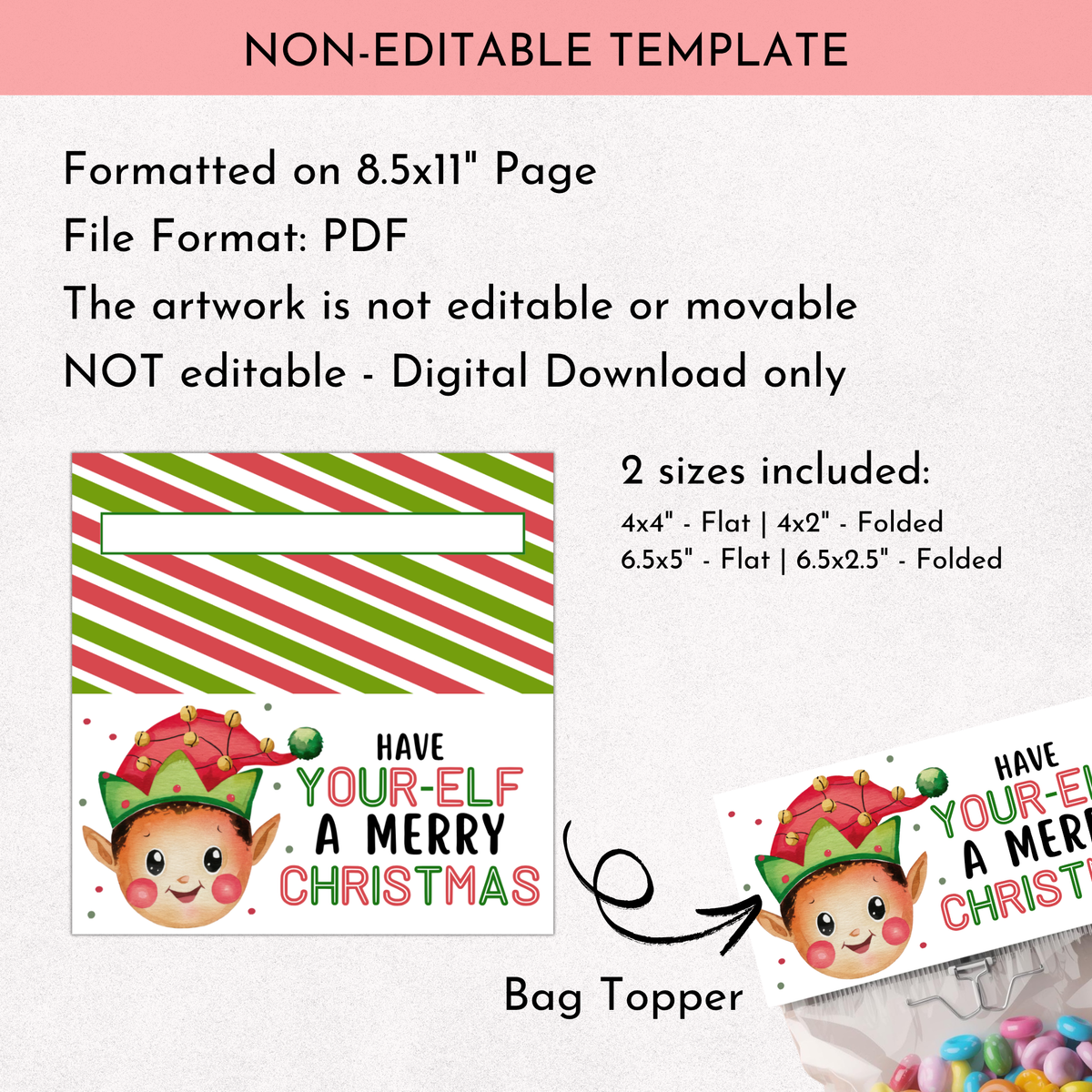 Elf Christmas Bag Topper