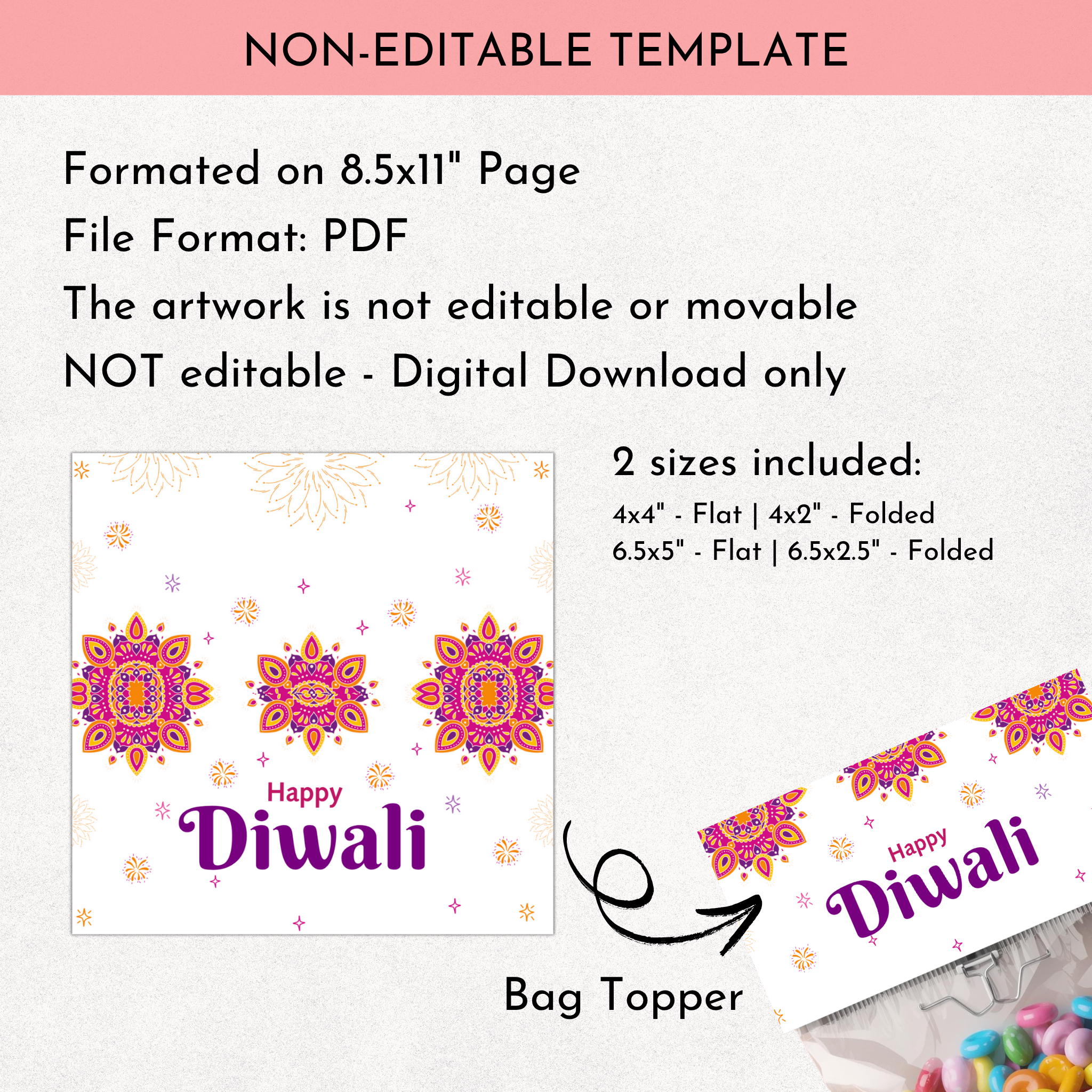 Diwali Treat Bag Topper