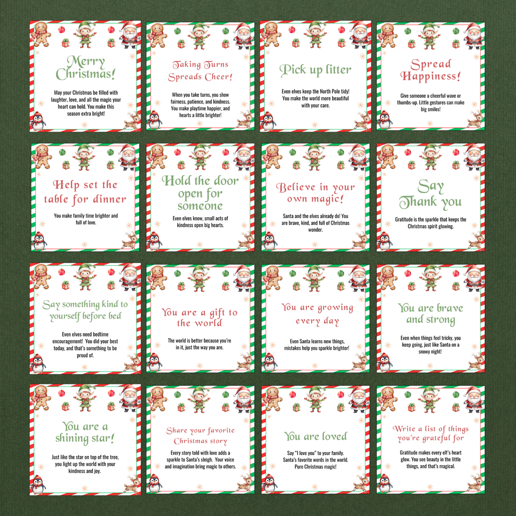 24 Day Elf Kindness Cards