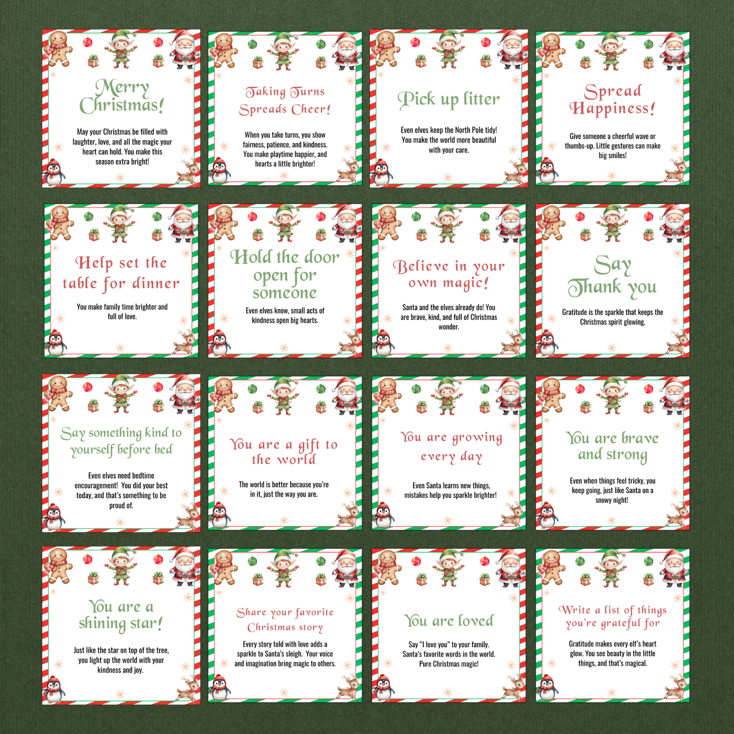24 Day Elf Kindness Cards