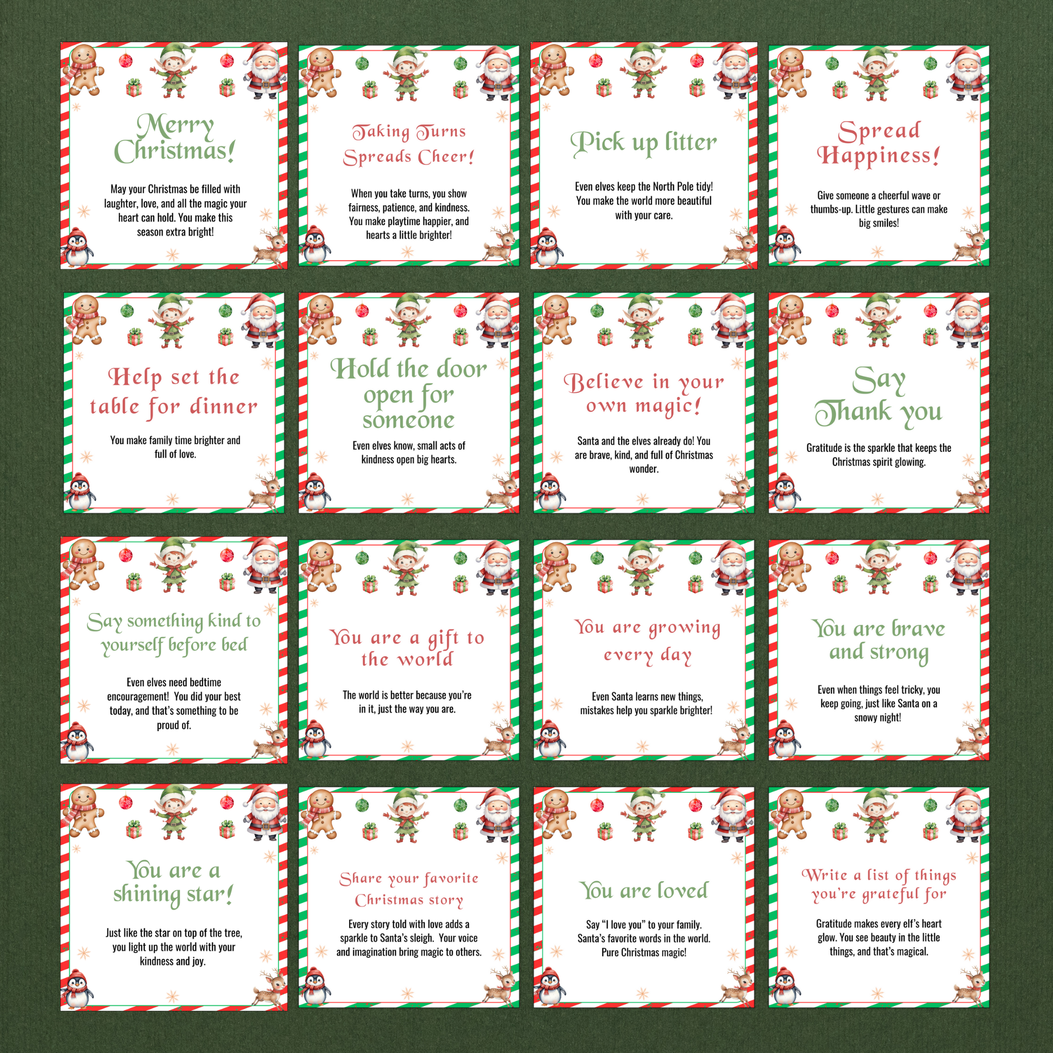 24 Day Elf Kindness Cards