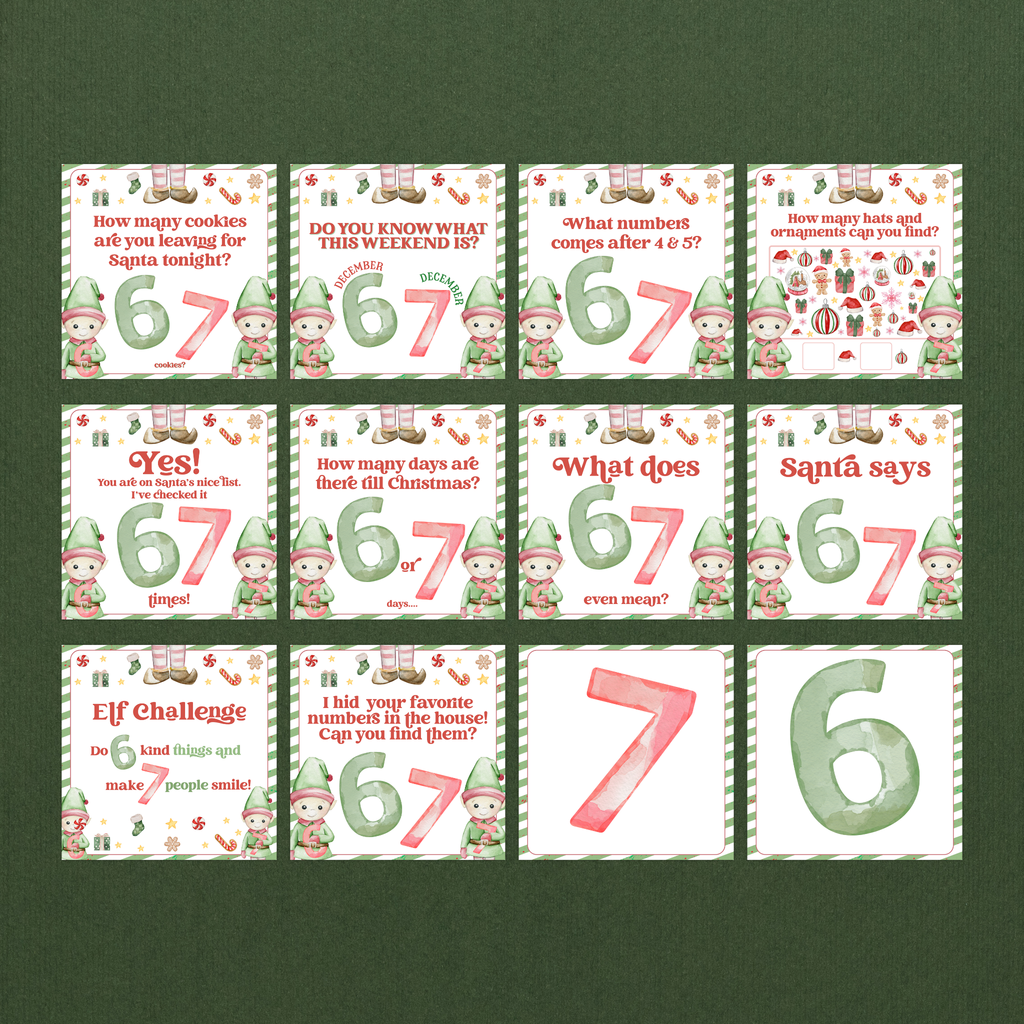 6 7 Themed Elf Note Cards