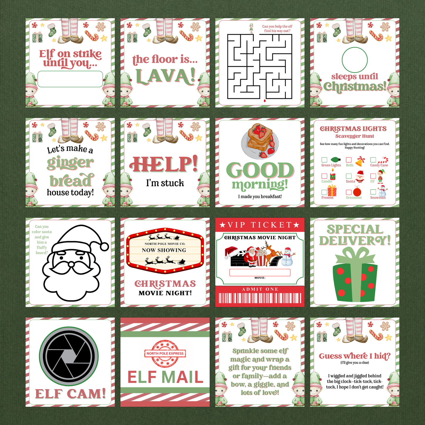 Elf Note | 90 Printable Cards
