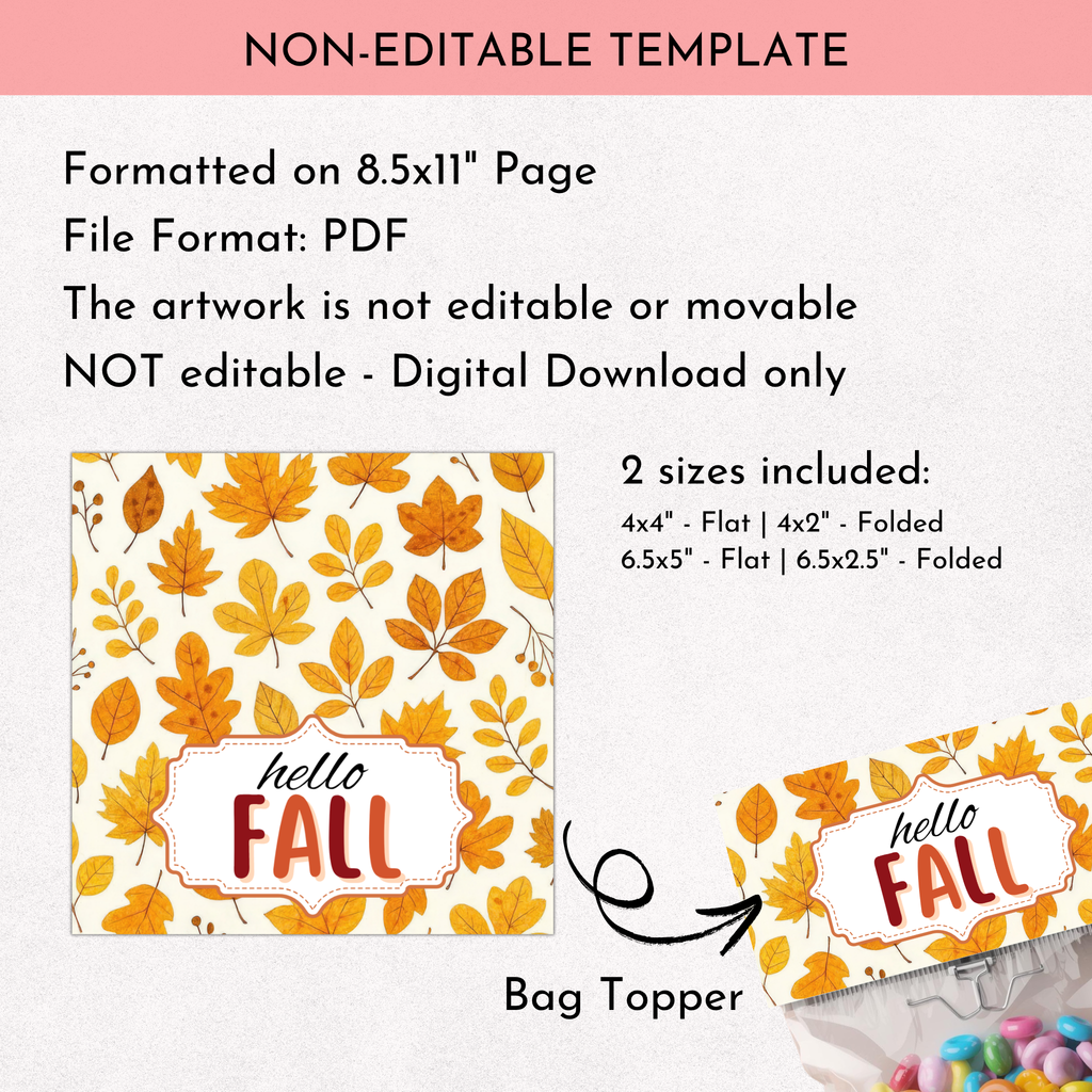 Hello Fall Bag Topper