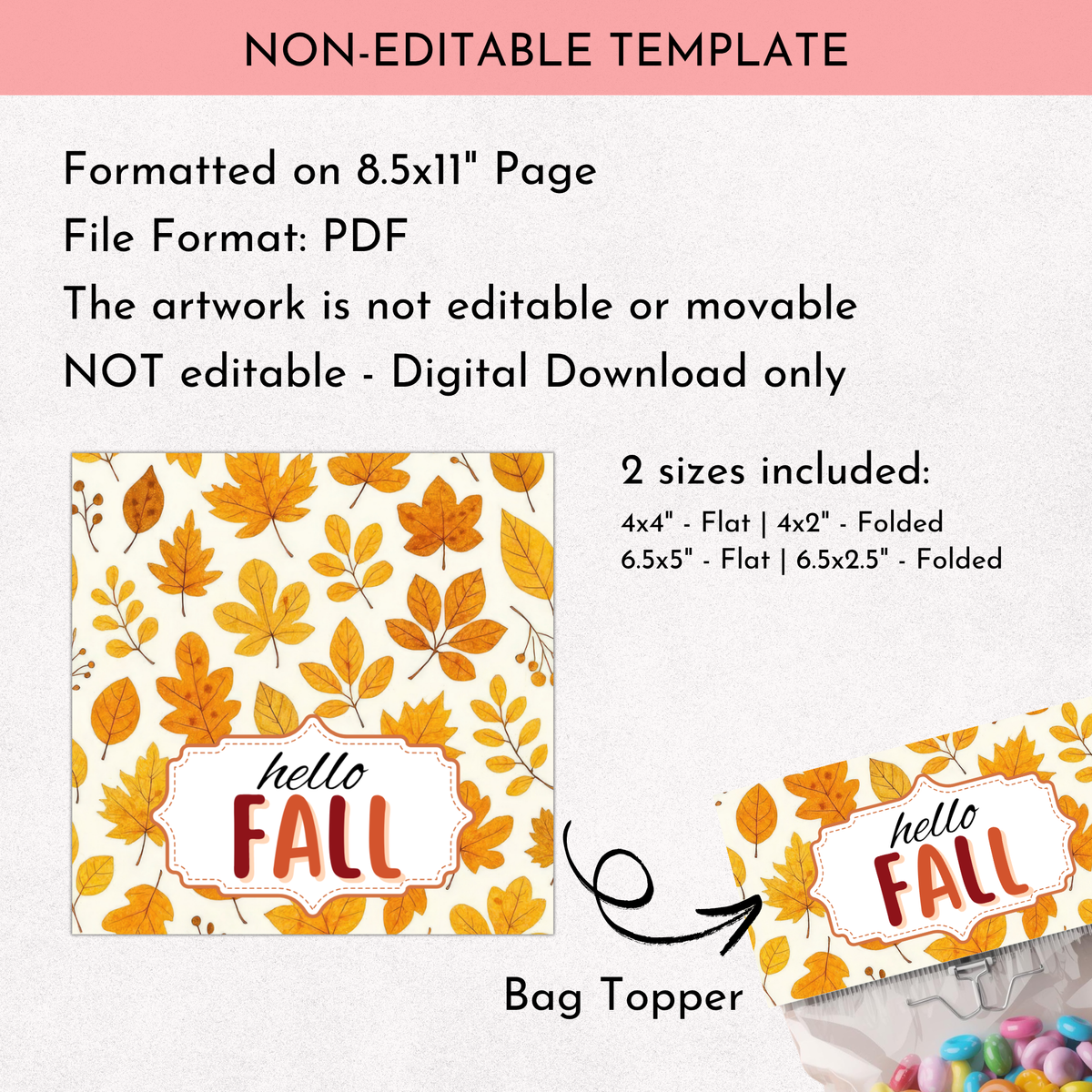 Hello Fall Bag Topper