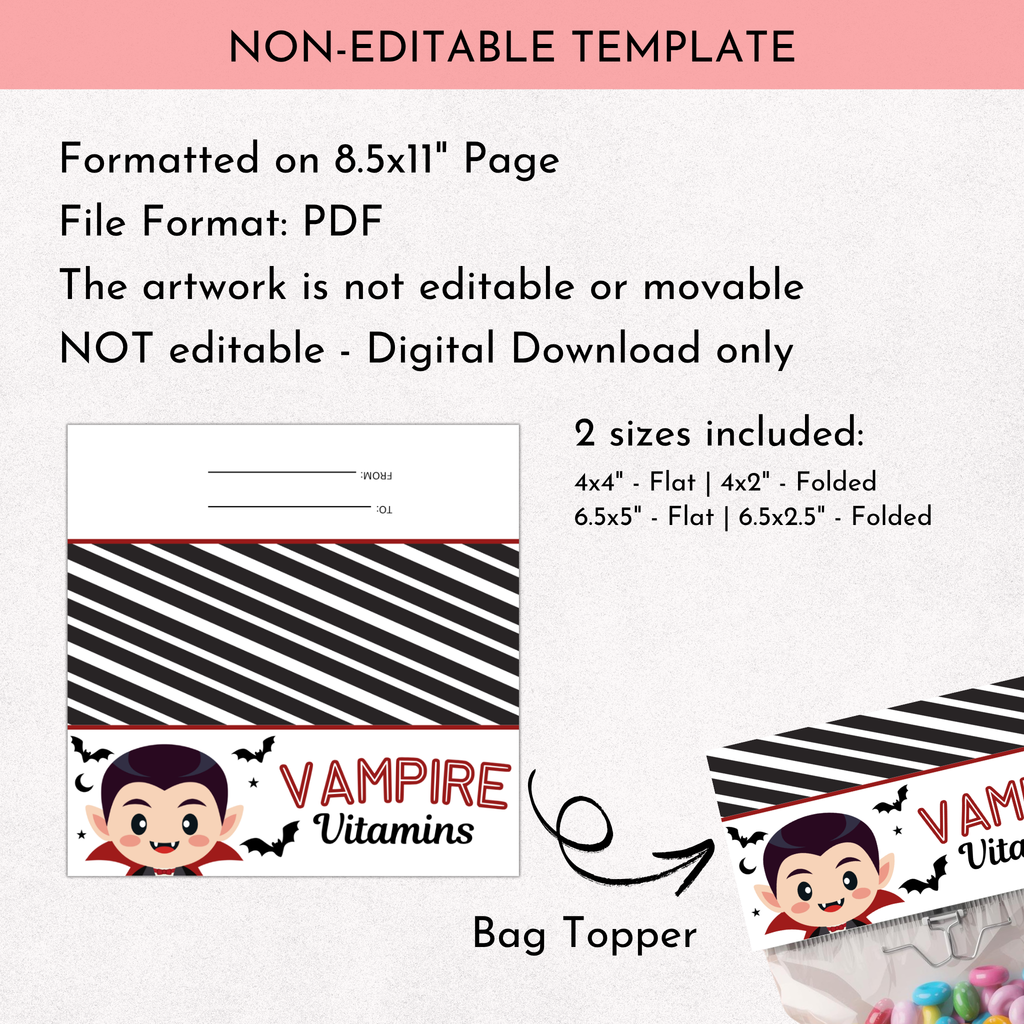 Vampire Vitamins Bag Topper