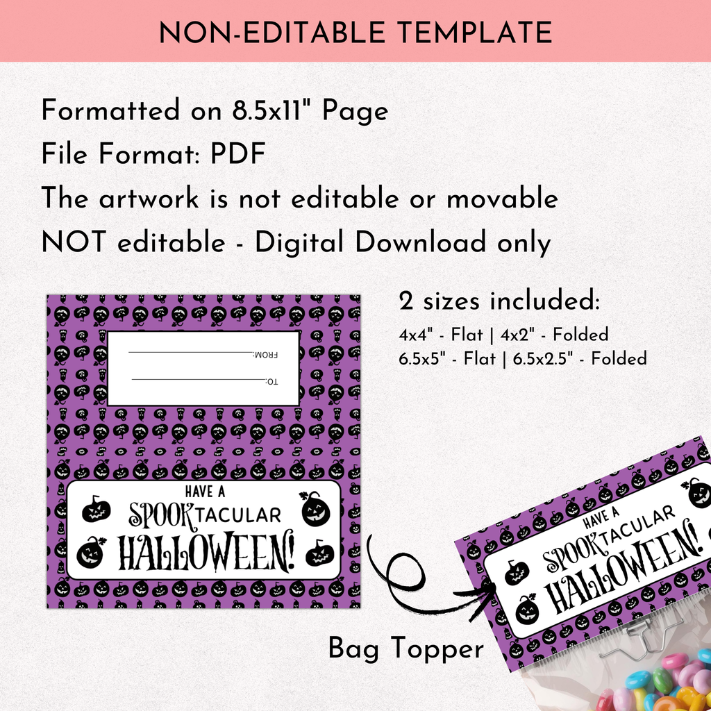 Halloween Treat Bag Toppers - Purple