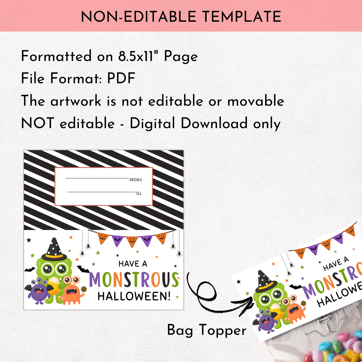 Monster Bag Topper - Halloween