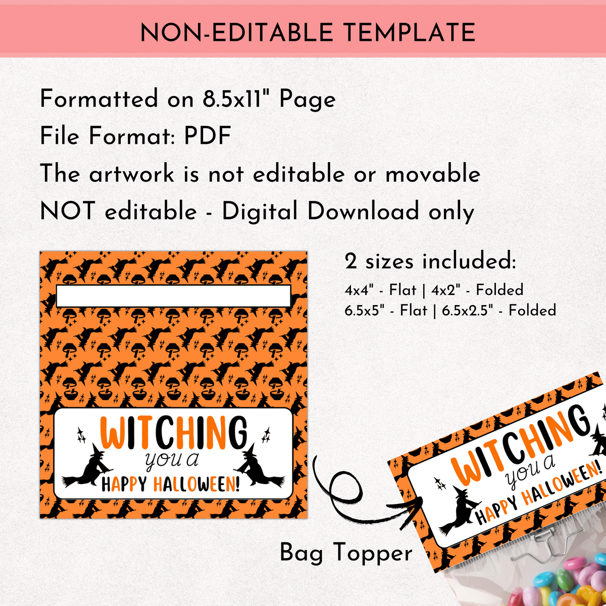 Halloween Treat Bag Toppers - Orange