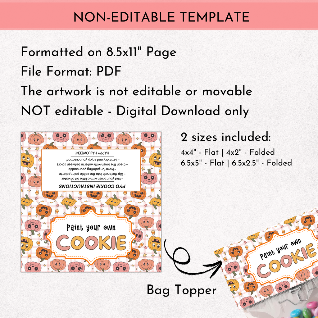 Halloween PYO Cookie Bag Topper - Pumpkin