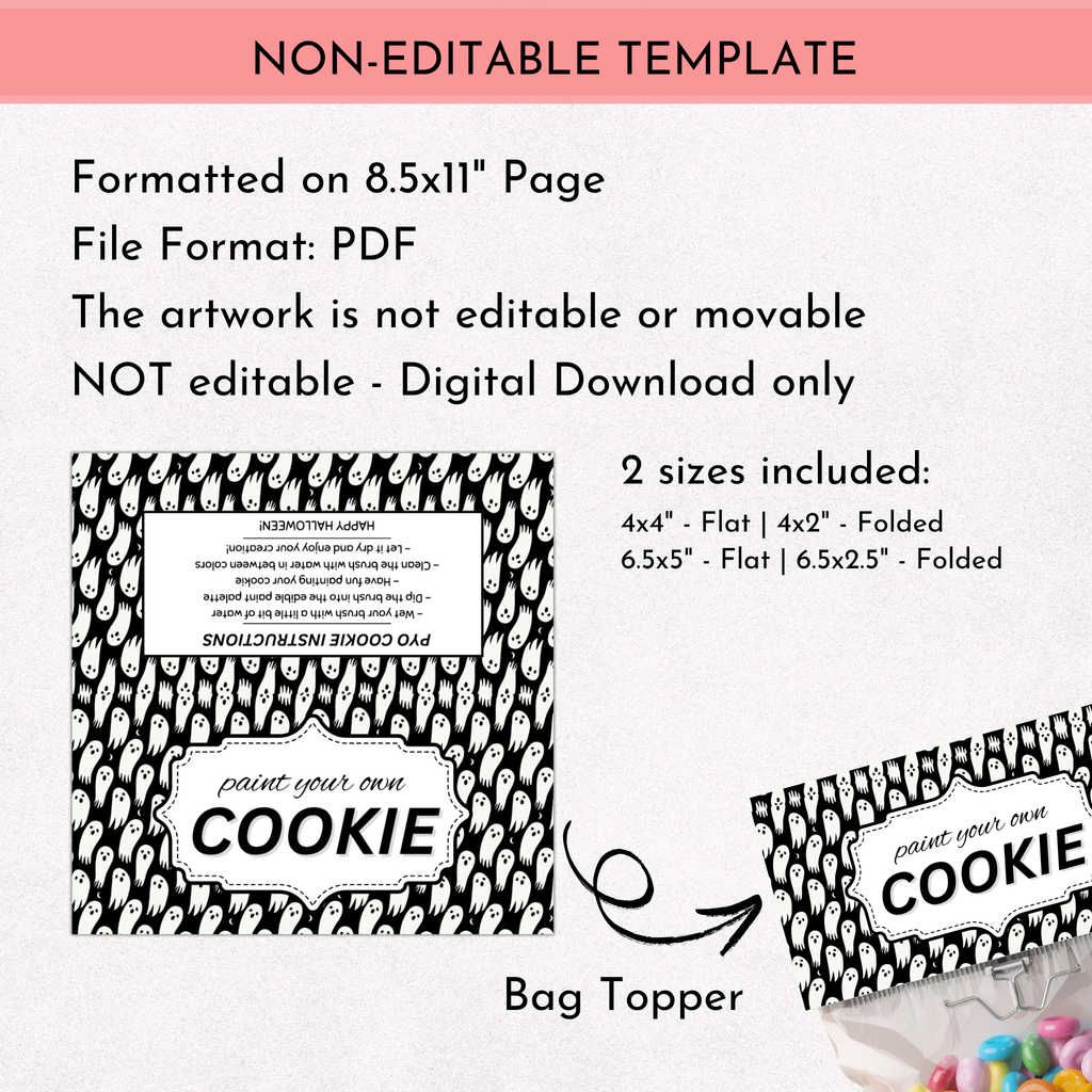 Halloween PYO Cookie Bag Topper - black