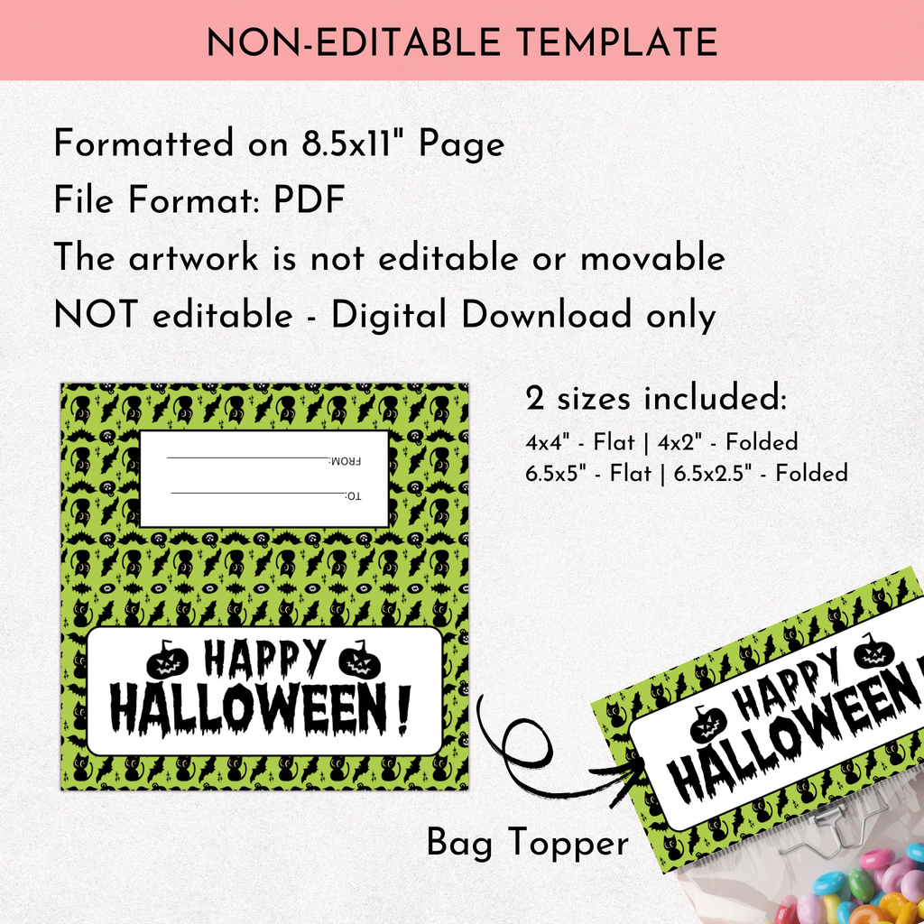 Halloween Treat Bag Toppers - Green
