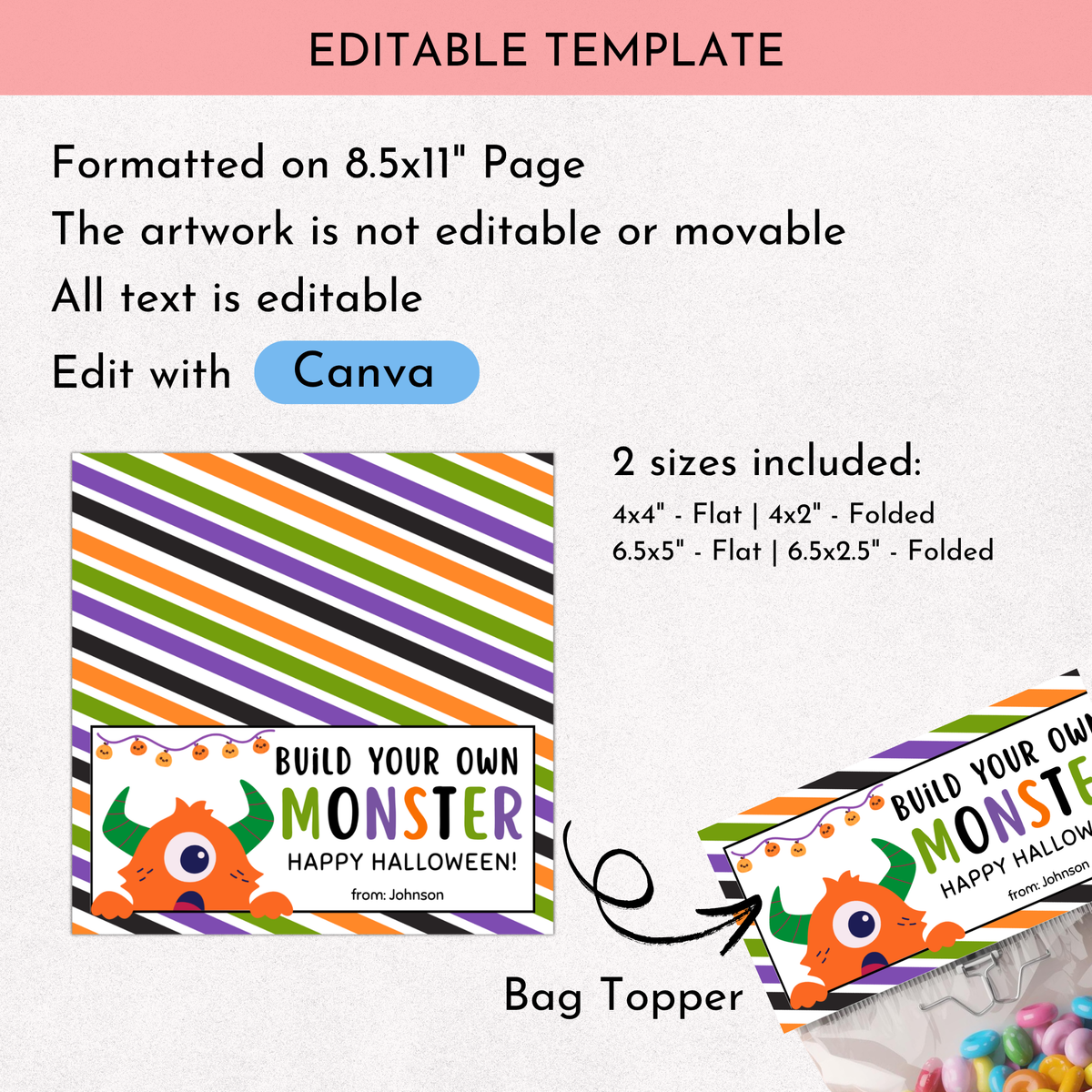 BYO Monster Bag Topper - Halloween