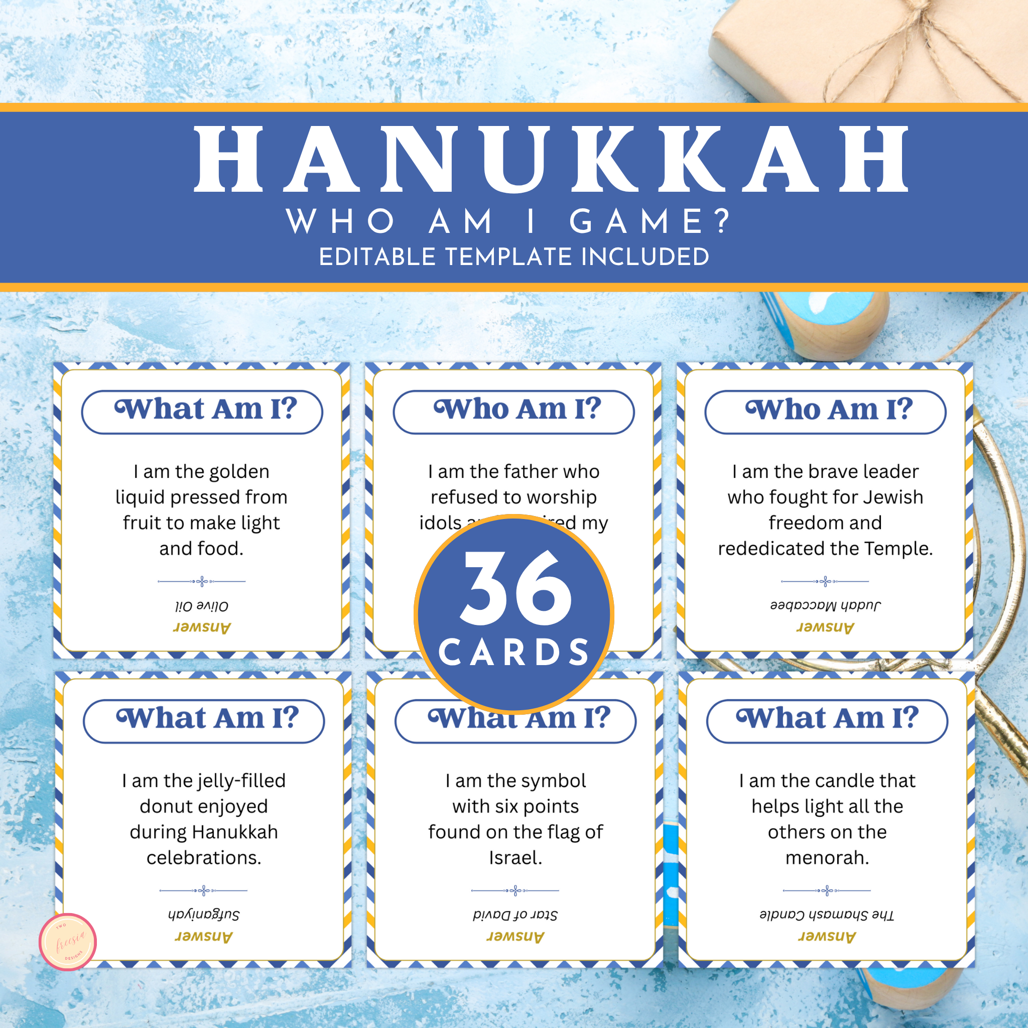 Hanukkah Who Am I Game