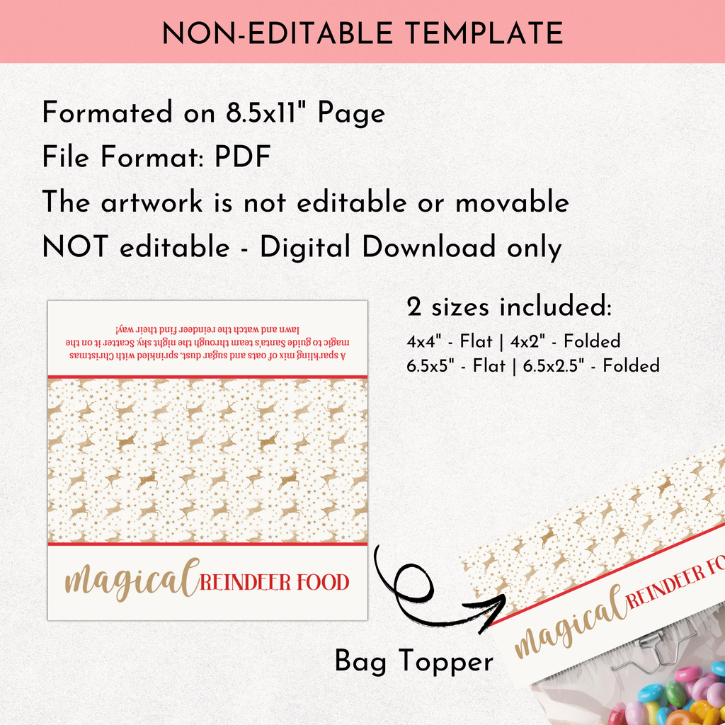 Magic Reindeer Food Bag Topper