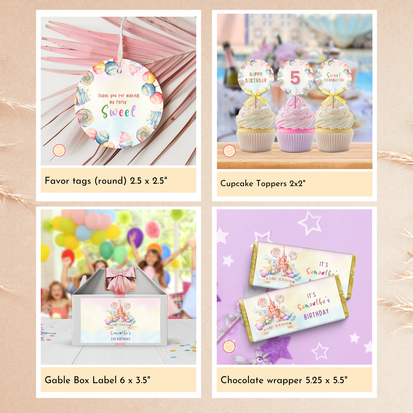 Sweets Birthday Party Template Bundle