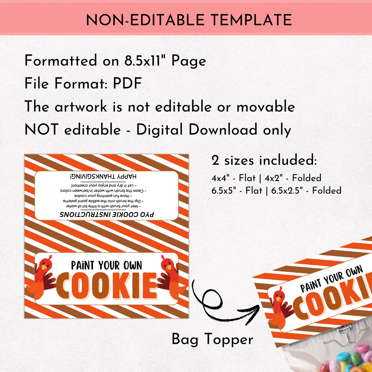 Thanksgiving PYO Cookie Bag Topper