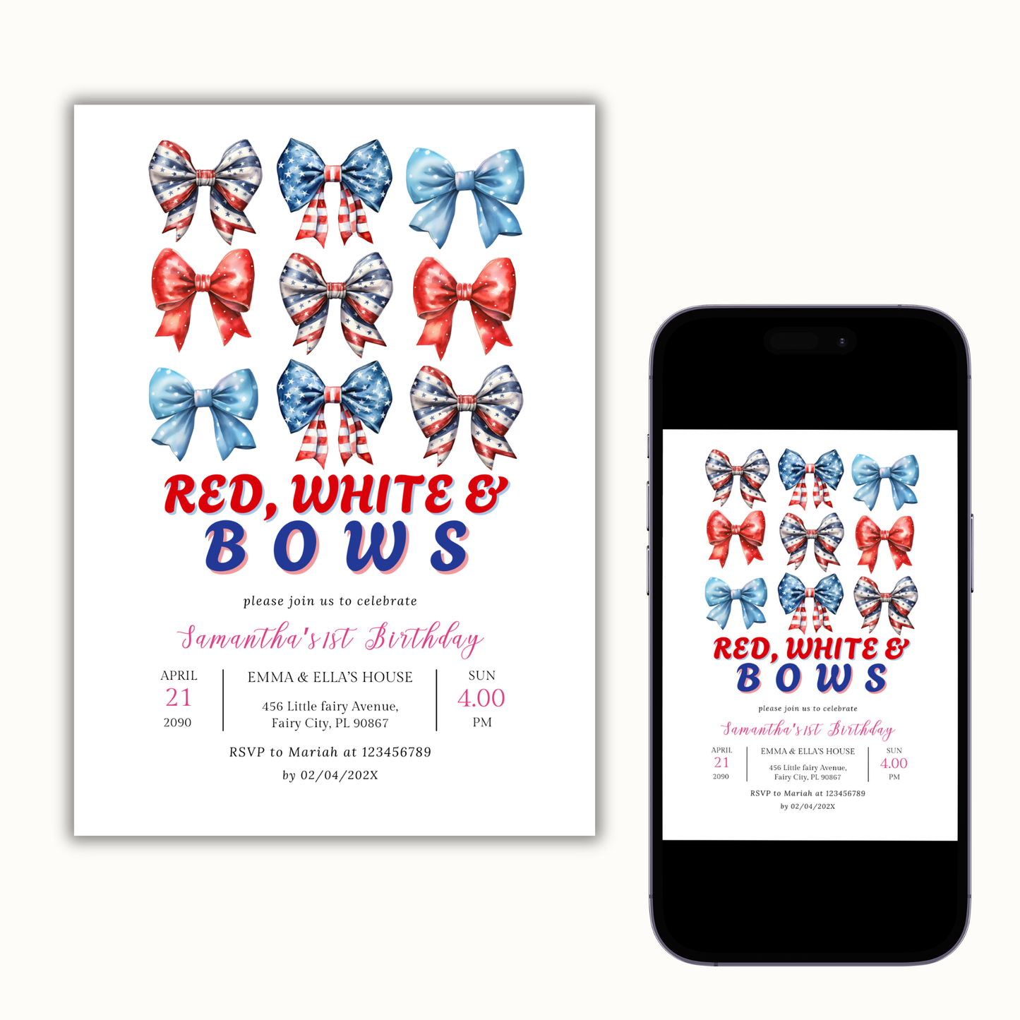 Patriotic 1st Birthday Invitation