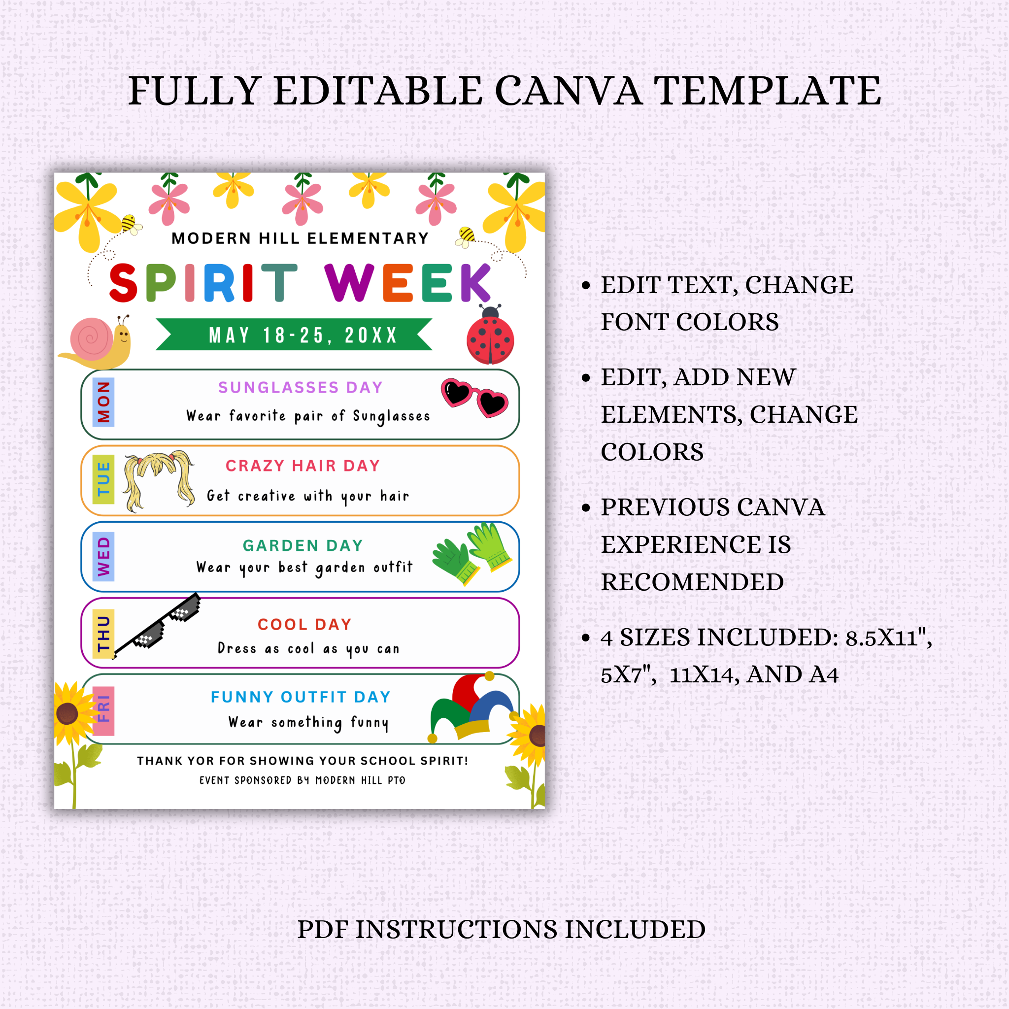 Spring Spirit Week Flyer