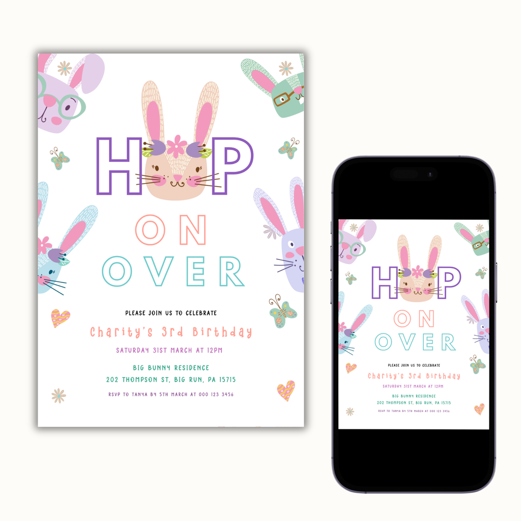 Hop on Over Birthday Invitation
