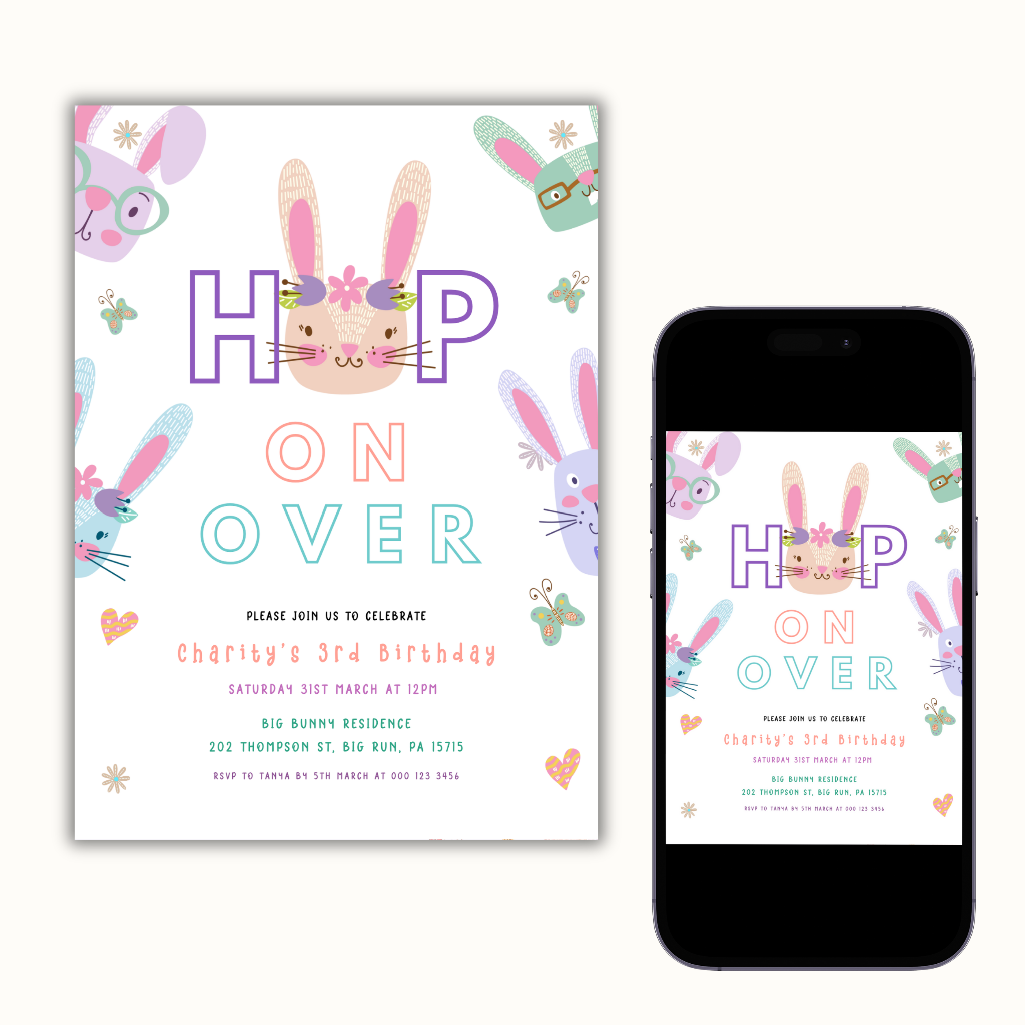 Hop on Over Birthday Invitation