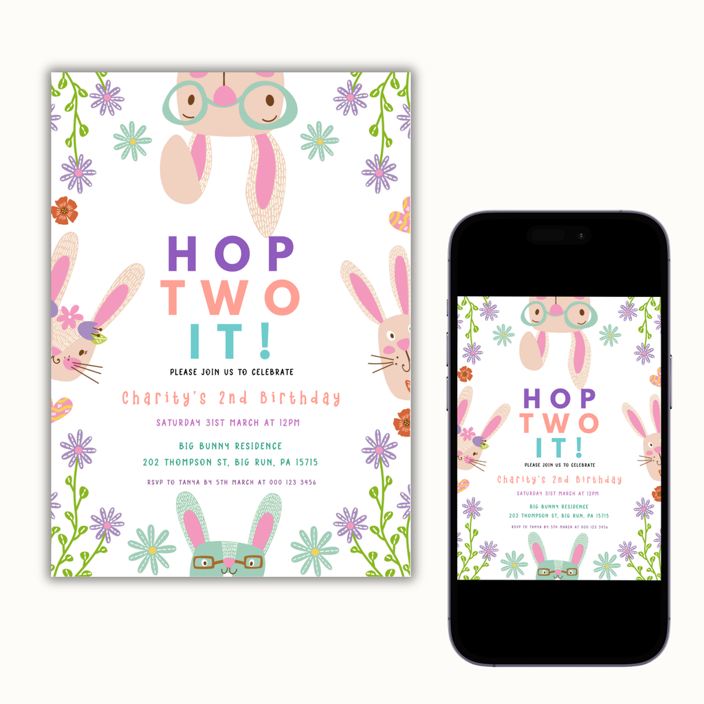 Hop Two It Birthday Invitation