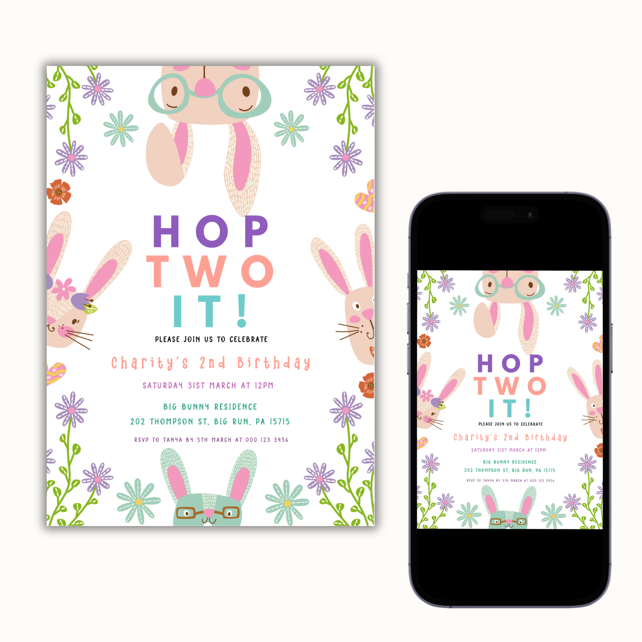 Hop Two It Birthday Invitation