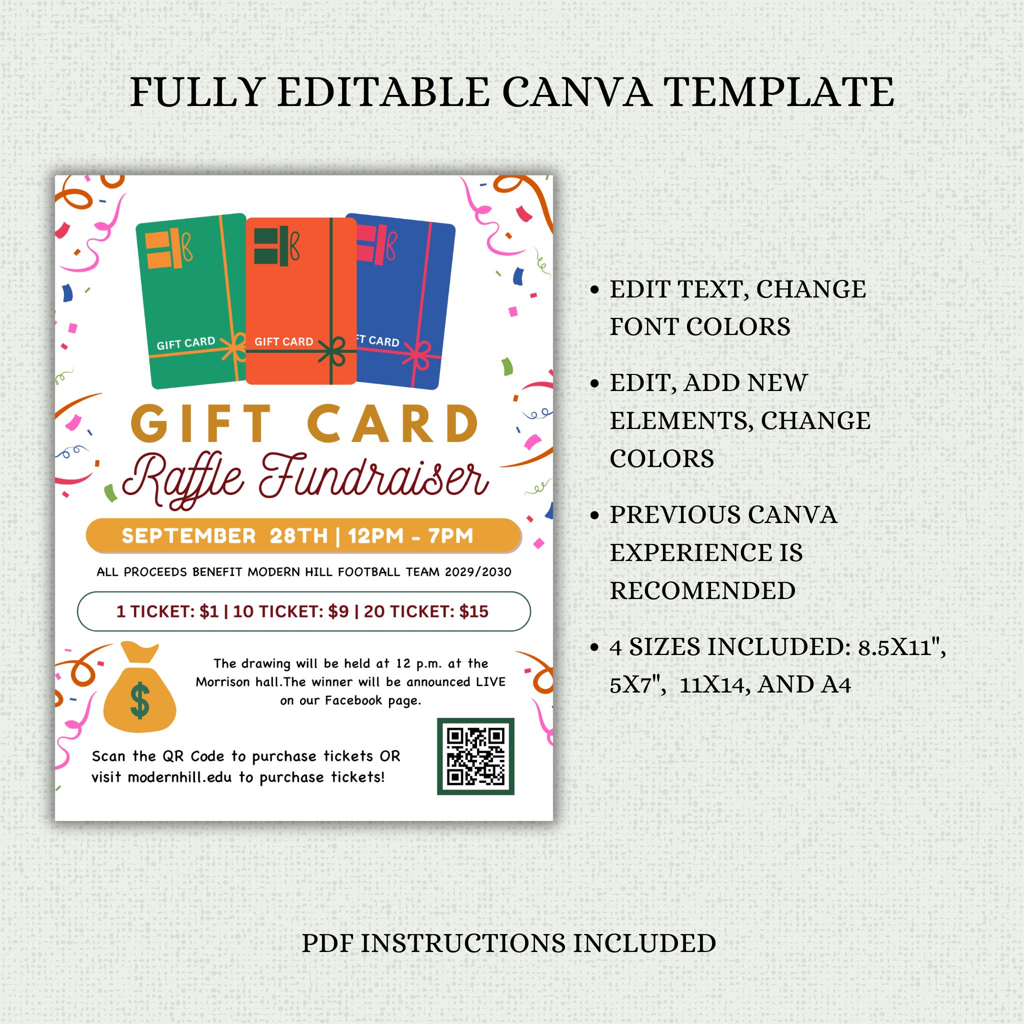 Gift Card Raffle Fundraiser Flyer Template