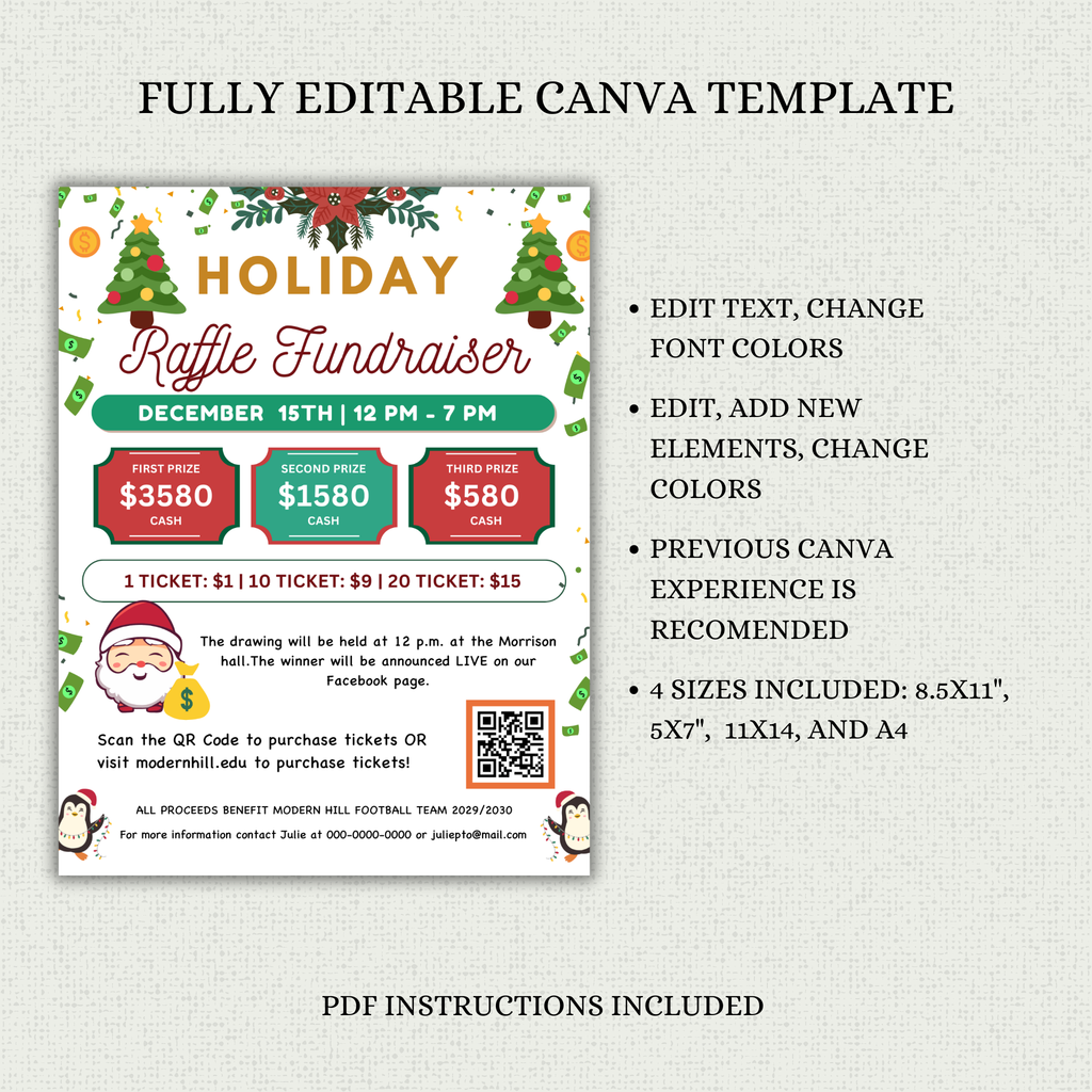 Holiday Raffle Fundraiser Flyer Template