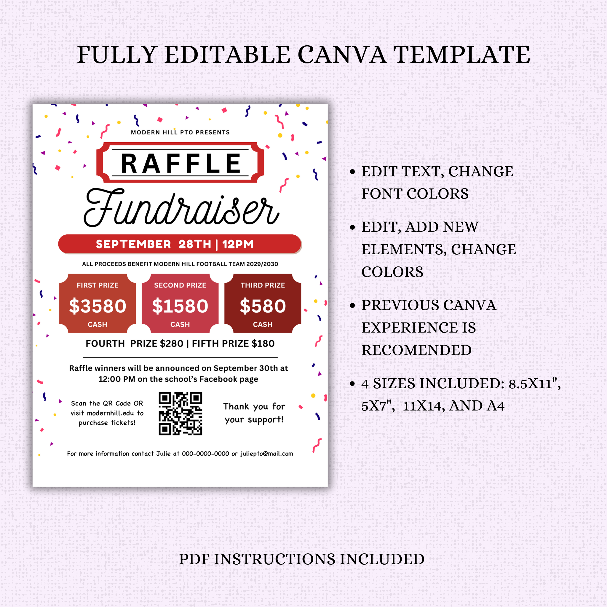 Raffle Fundraiser Flyer Template