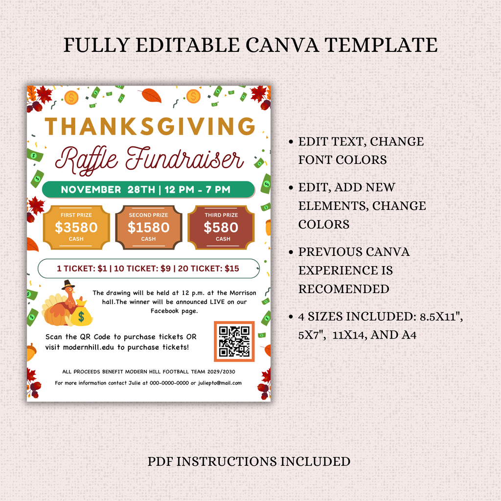 Thanksgiving Raffle Fundraiser Flyer Template