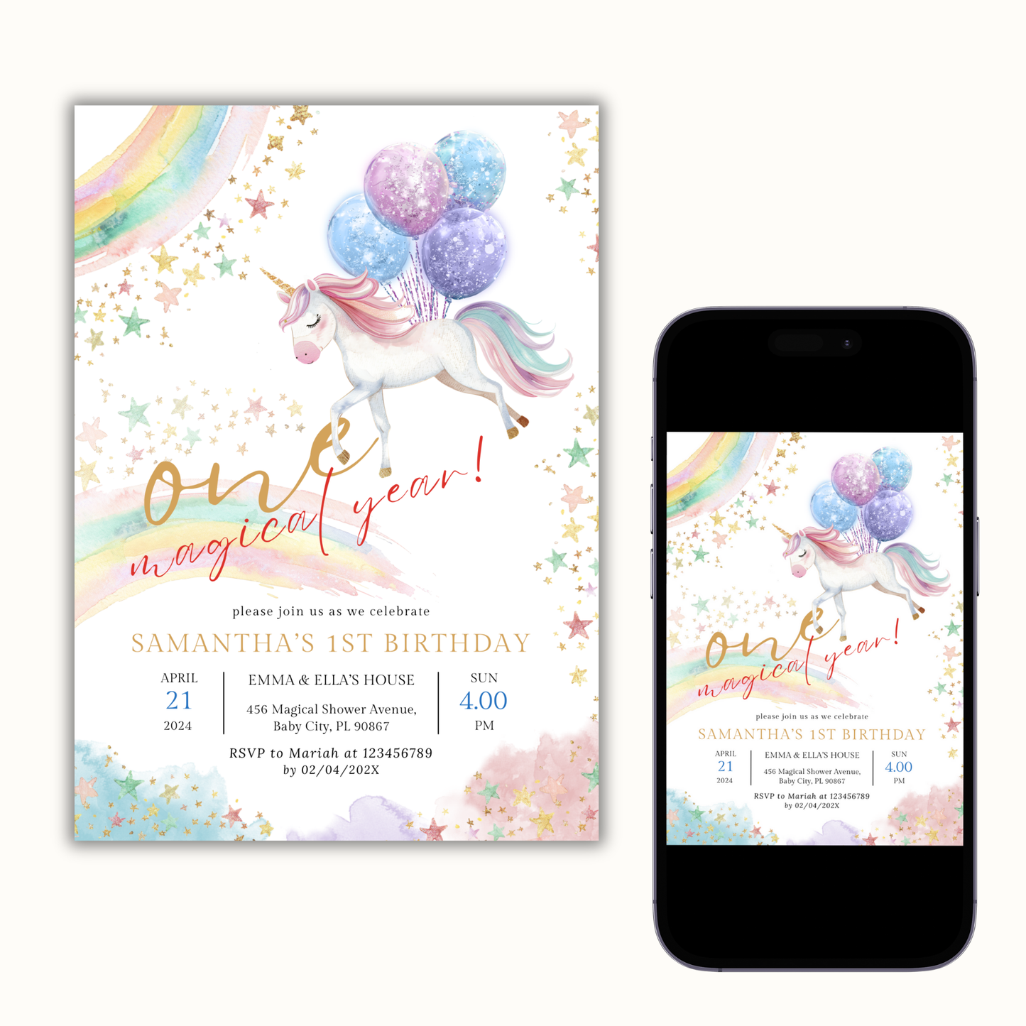 One Magical Year Birthday Invitation