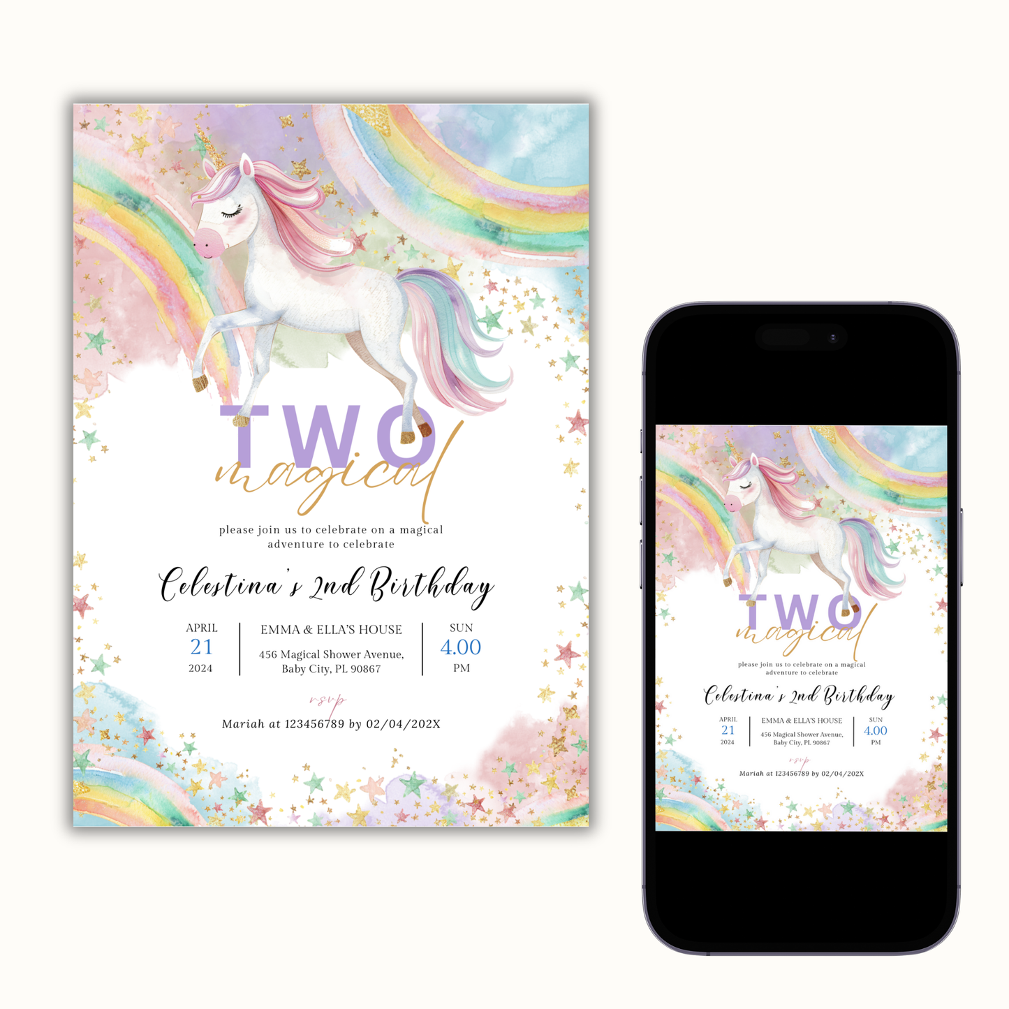 Two Magical Birthday Invitation